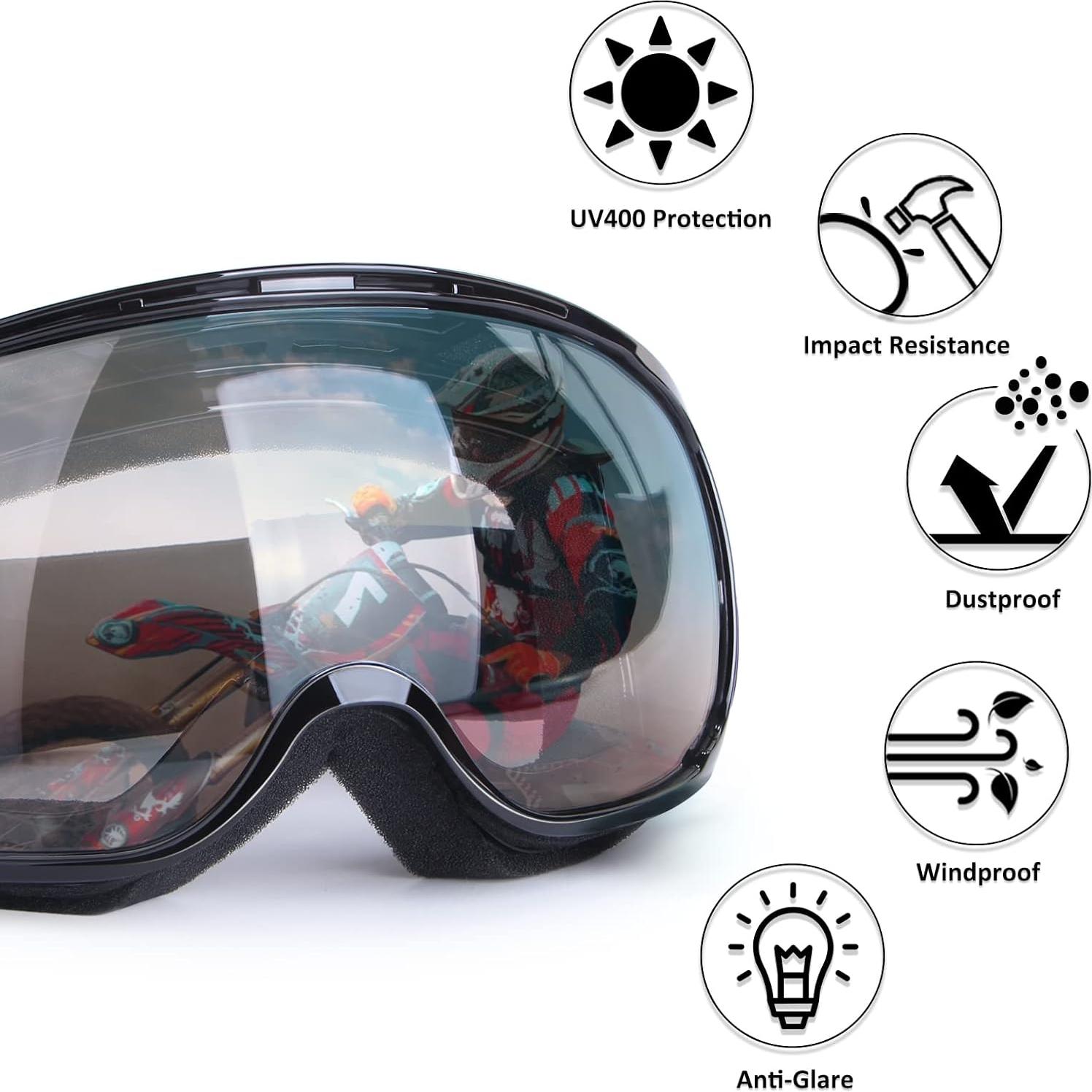 Gafas de Motocicleta 4-FQ Marco Negro Lente Clara Ajustables