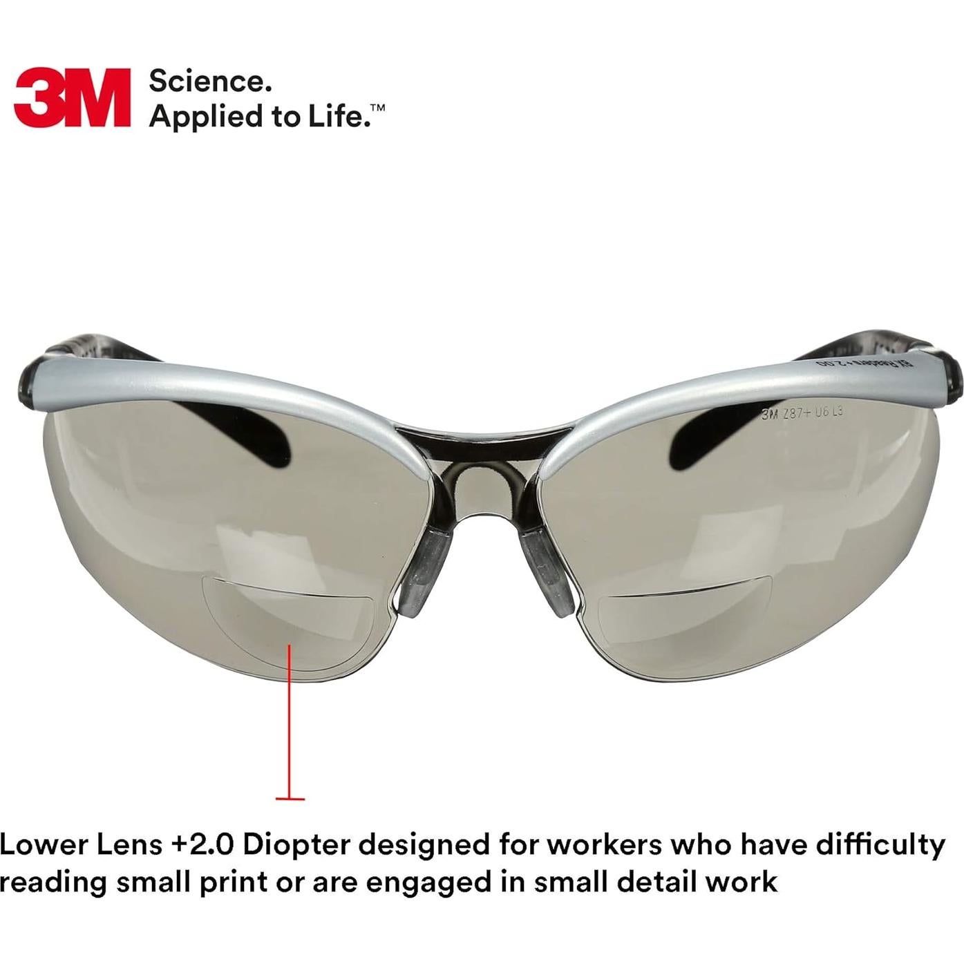 Gafas de Seguridad 3M BX Reader +2.0 Antivaho y Ajustables