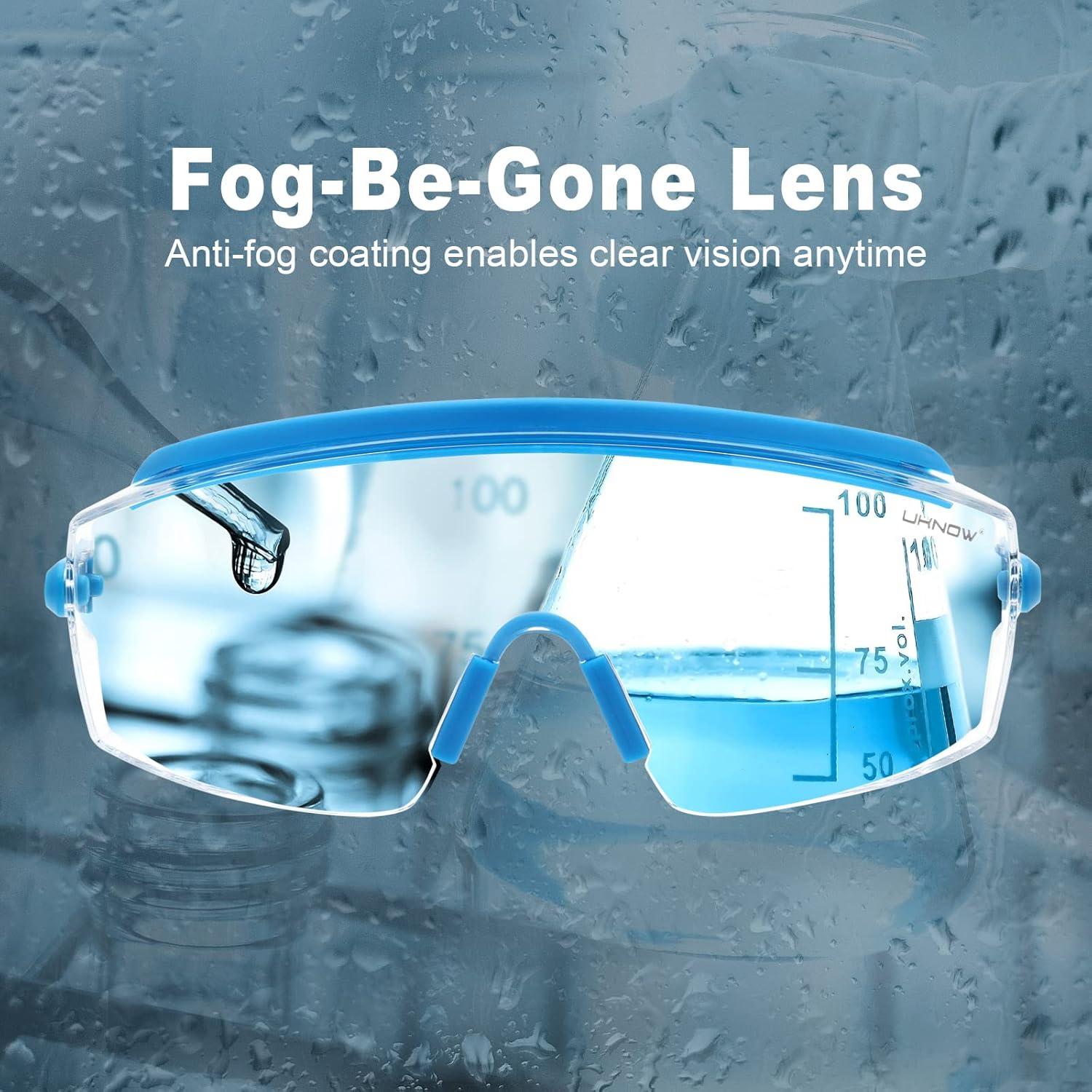 Gafas de Seguridad UKNOW Antivaho Lente Transparente Azul