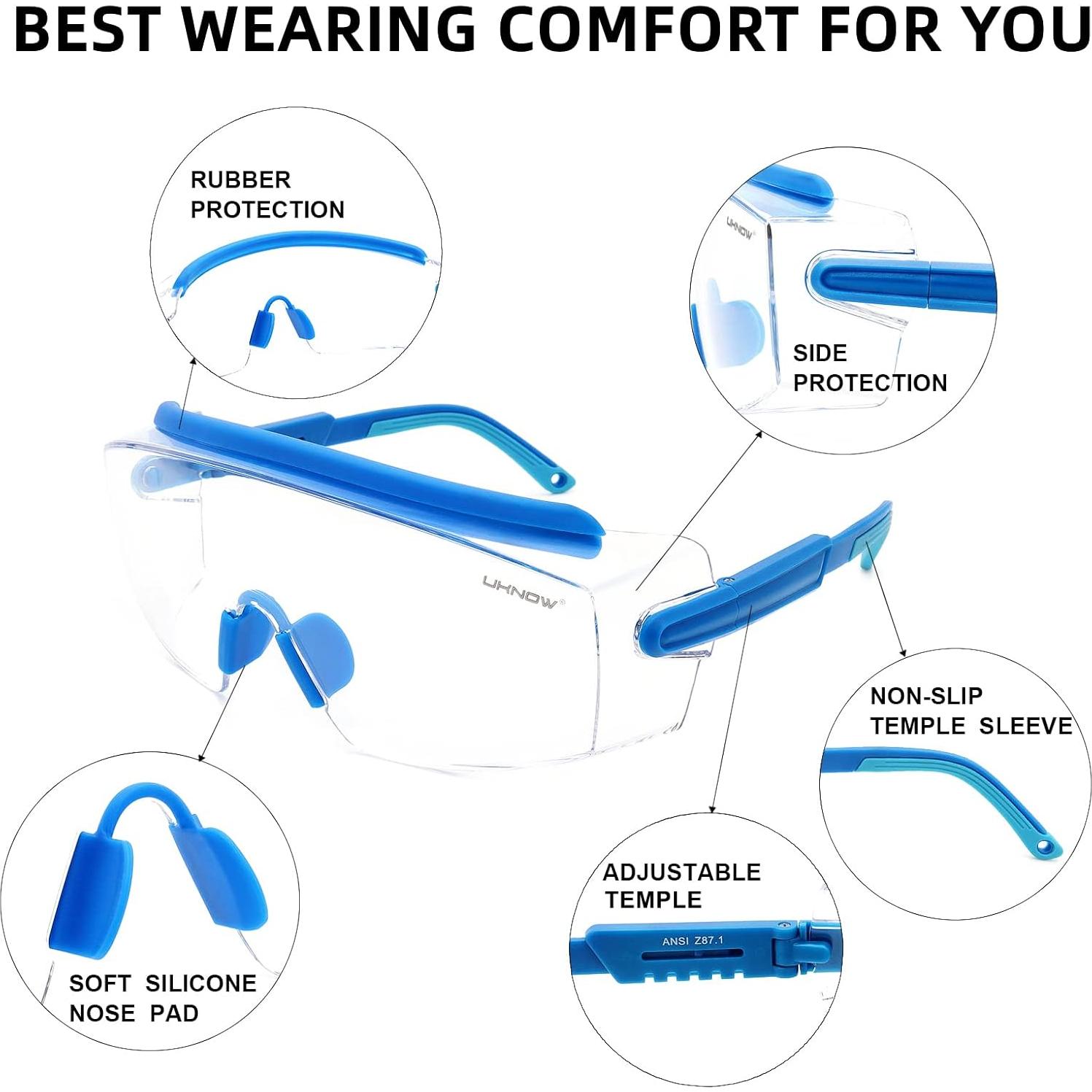 Gafas de Seguridad UKNOW Antivaho Lente Transparente Azul