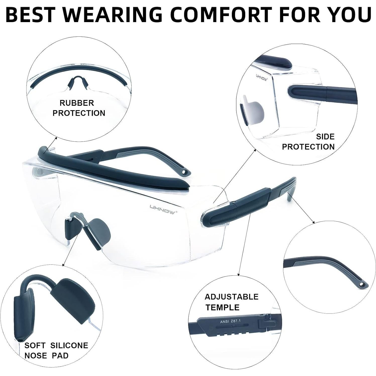 Gafas de Seguridad UKNOW Antiempañante Pizarra ANSI Z87.1