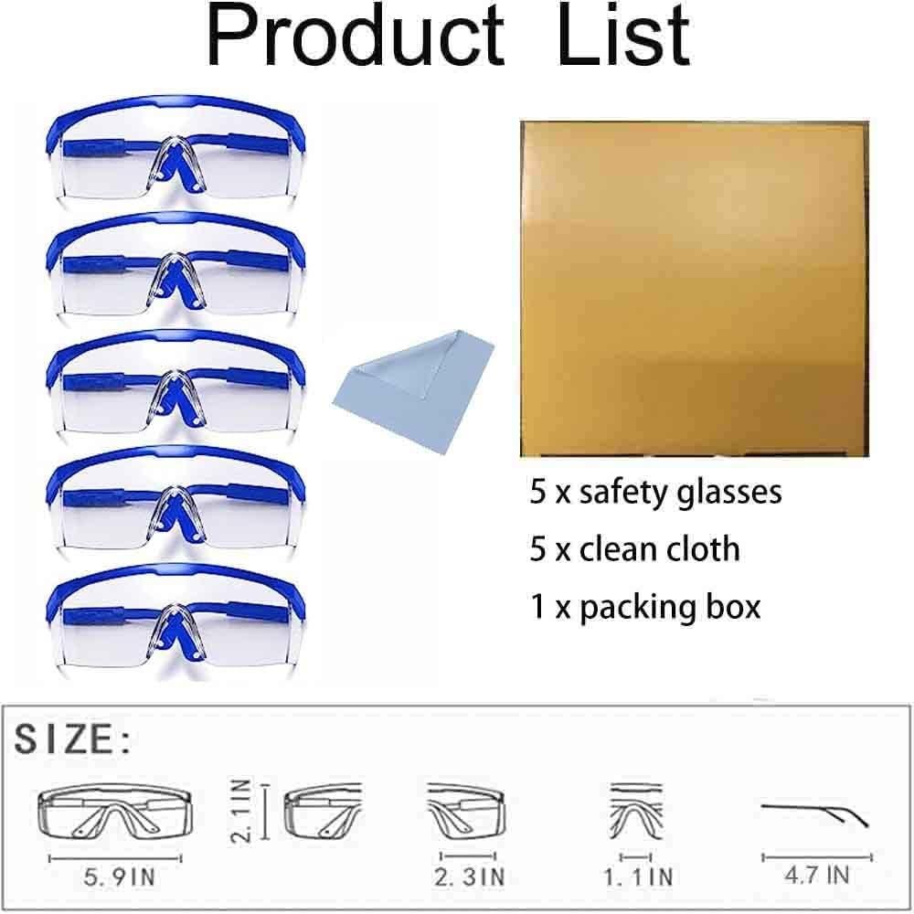 Gafas de Seguridad Mozeeda 5 Piezas Antiniebla y Arañazos