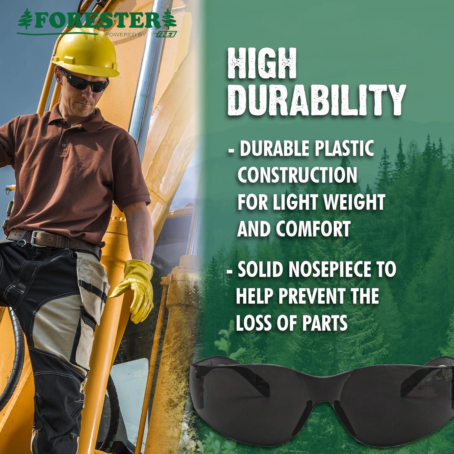 Gafas de Seguridad FORESTER - UV400 y ANSI Z87.1, Paquete 4