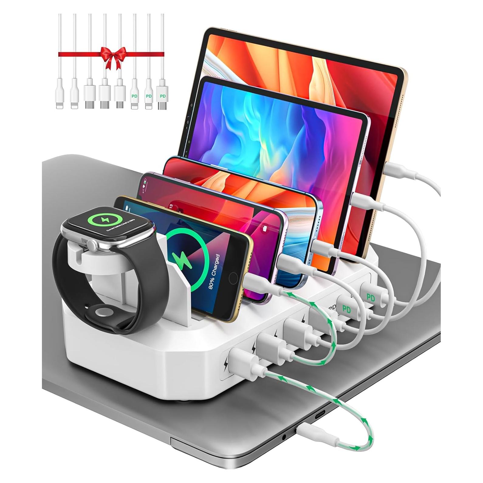 Estación de Carga Rápida 95W HSicily 6 Puertos y 8 Cables