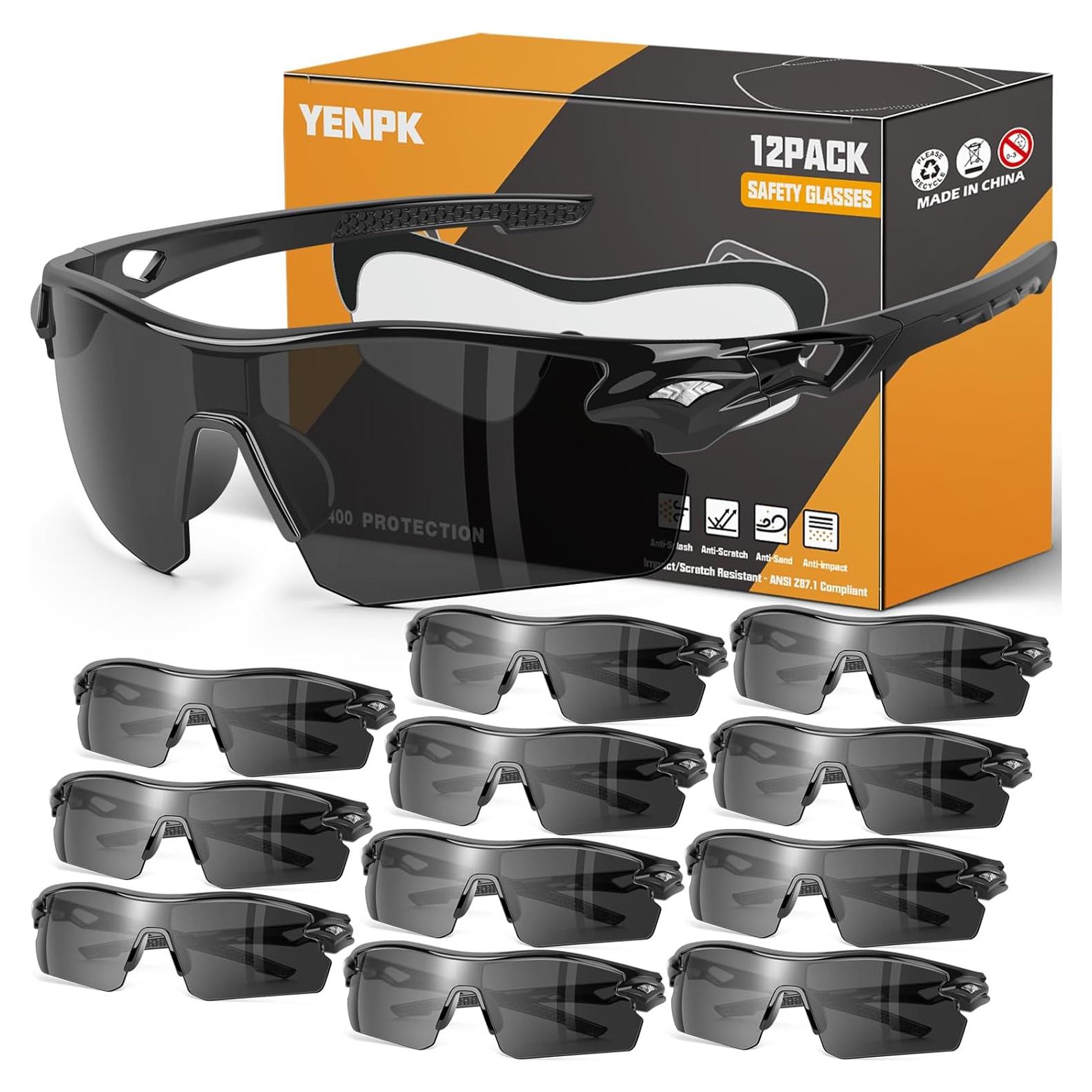 Paquete de 12 Gafas de Seguridad YENPK Z87.1 UV Anti-Rayas