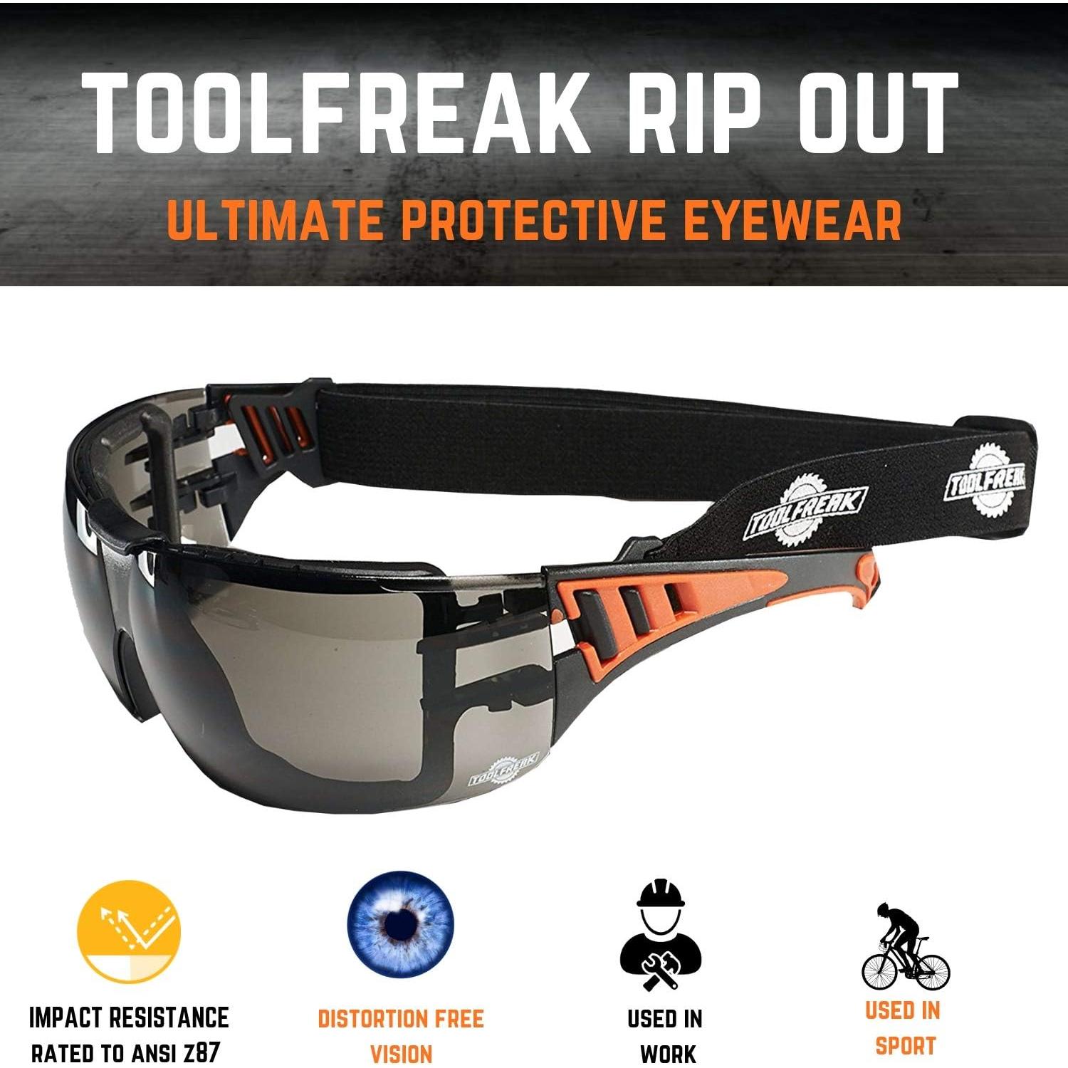 Gafas de seguridad ToolFreak Rip Out, lente ahumada, UV 99.9%