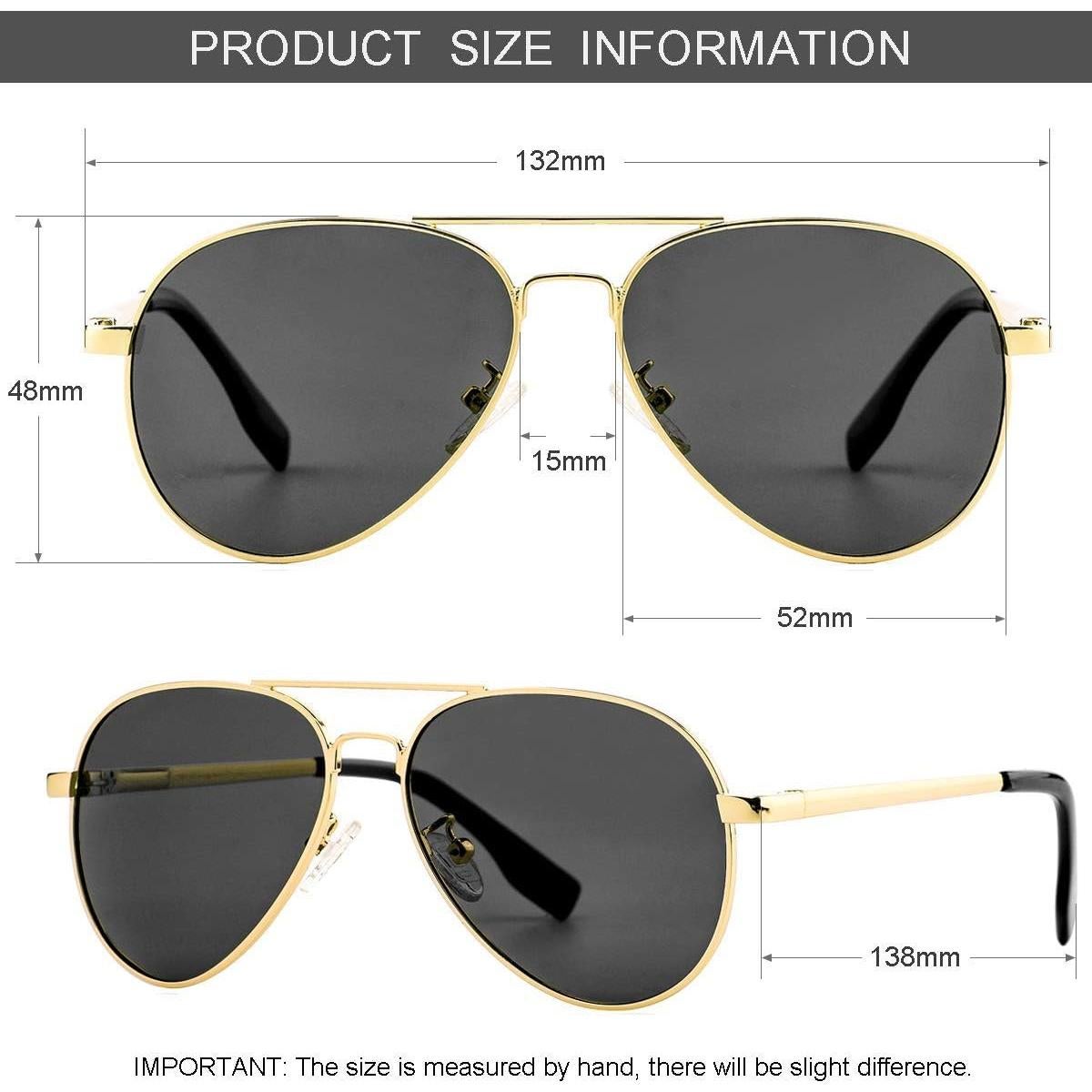 Gafas de Sol Aviador Gleyemor 52mm Polarizadas Unisex