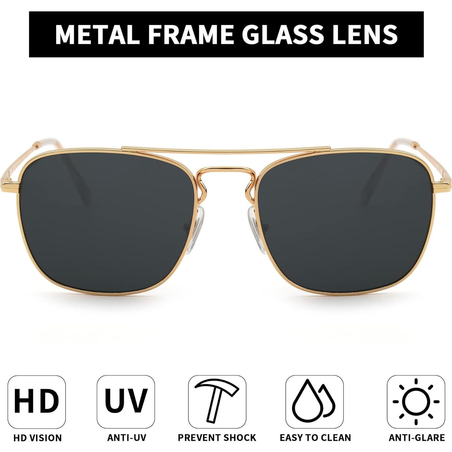 Gafas de Sol Cuadradas JIM HALO Lentes de Vidrio UV400