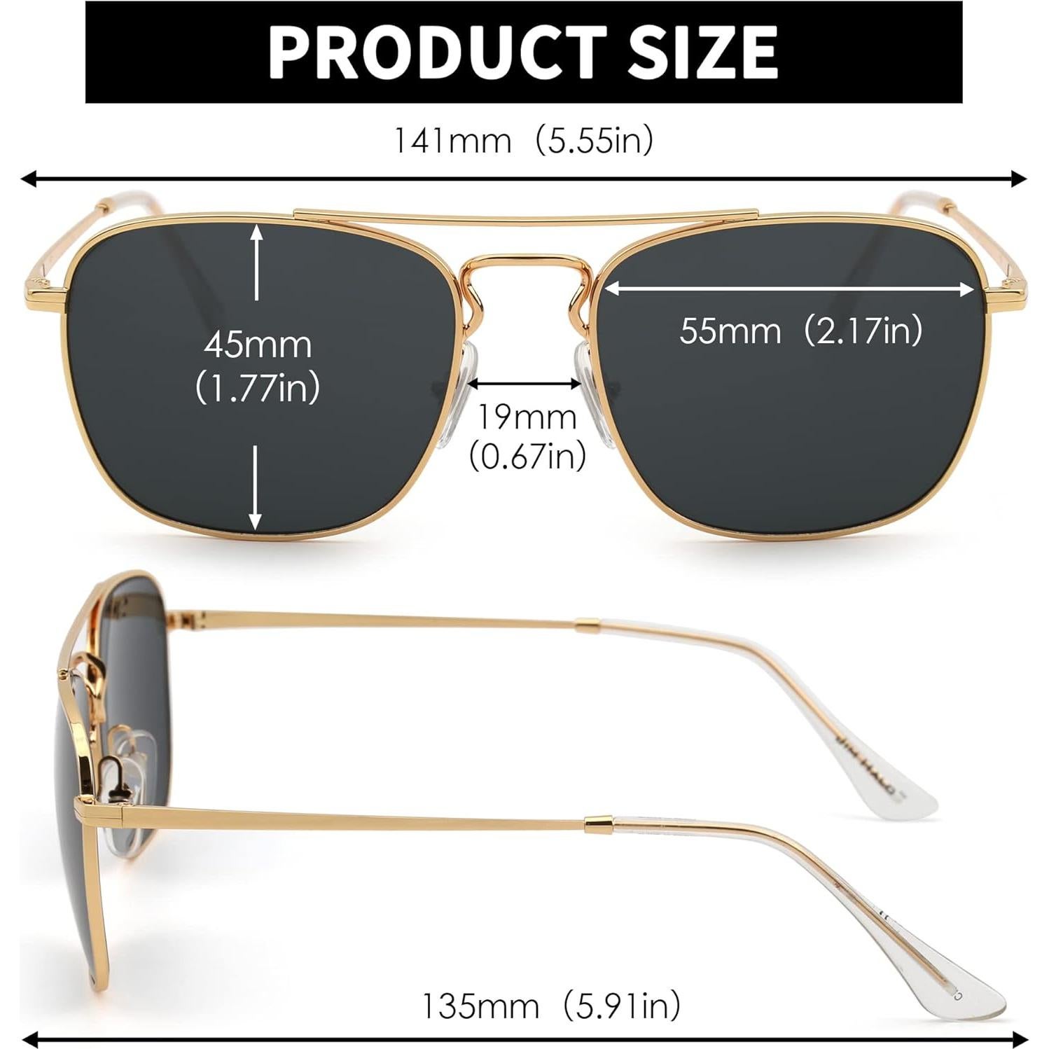 Gafas de Sol Cuadradas JIM HALO Lentes de Vidrio UV400