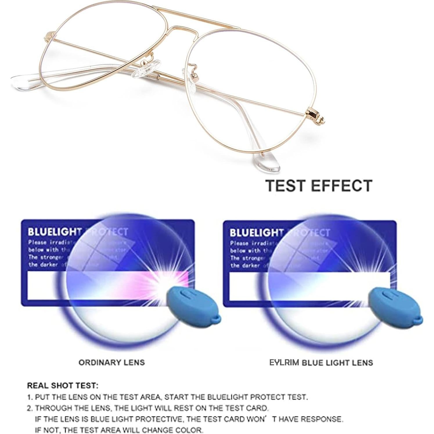 Gafas Aviador EYLRIM Unisex con Lentes Anti Luz Azul