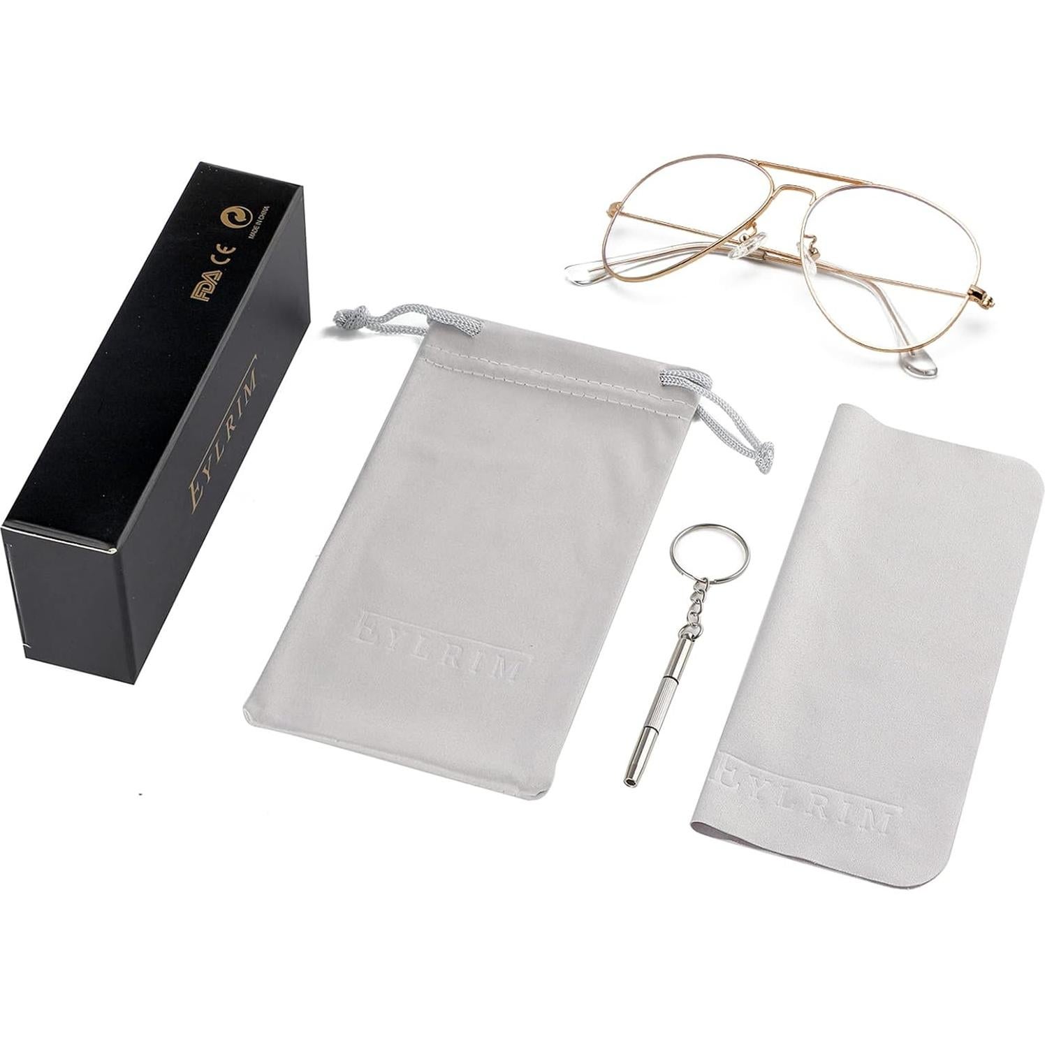 Gafas Aviador EYLRIM Unisex con Lentes Anti Luz Azul