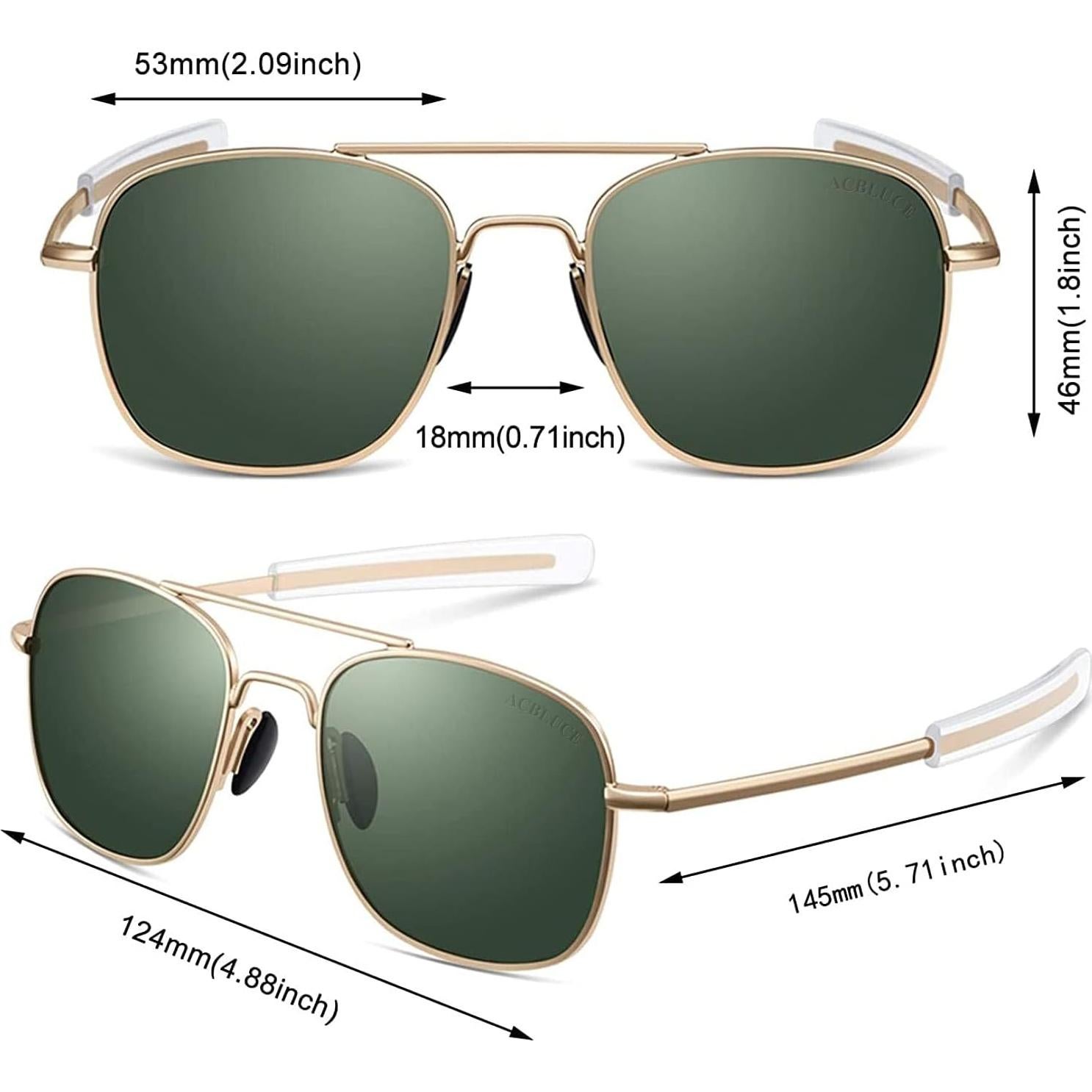 Gafas de sol aviador ACBLUCE 53mm polarizadas marco dorado