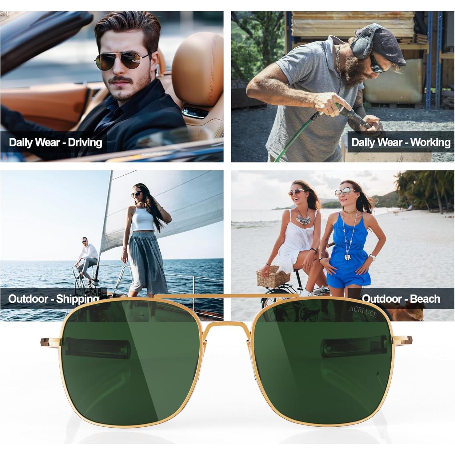 Gafas de sol aviador ACBLUCE 53mm polarizadas marco dorado