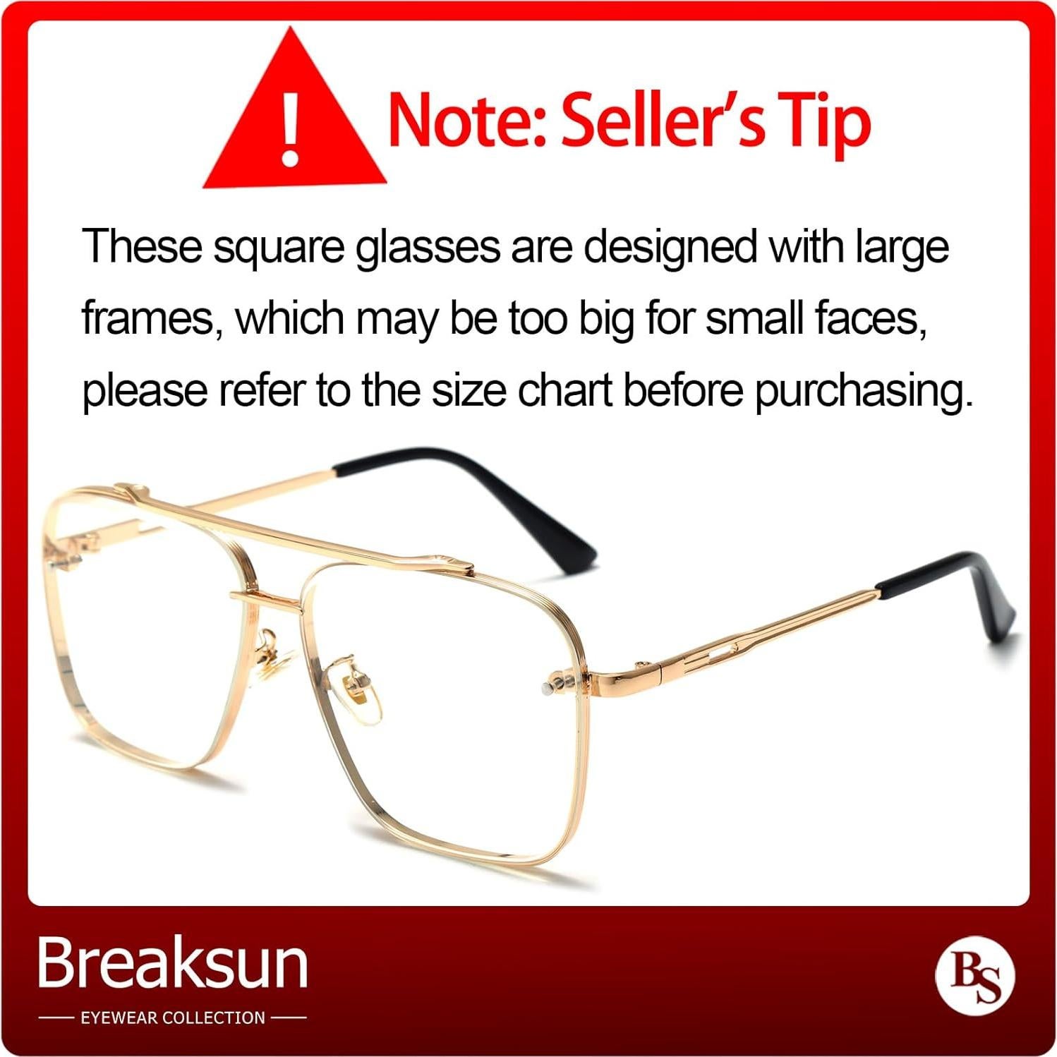 Gafas de sol cuadradas Breaksun con lente UV400 y estilo retro