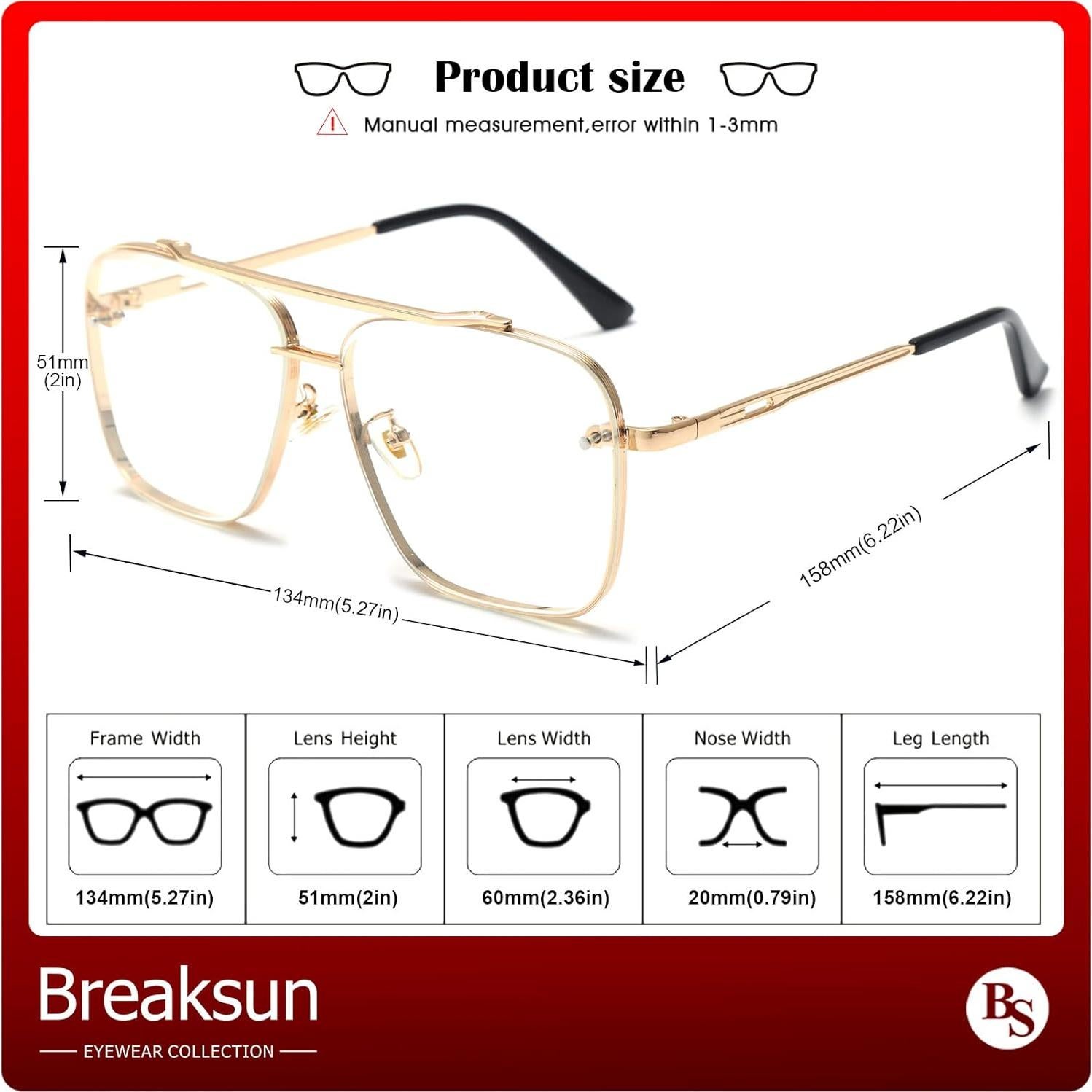Gafas de sol cuadradas Breaksun con lente UV400 y estilo retro