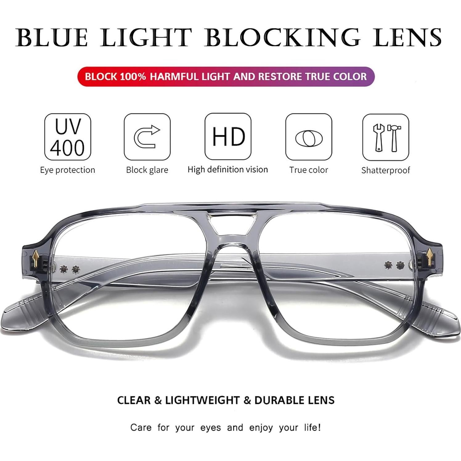 Gafas bloqueadoras luz azul PORADAY retro unisex 15.5x6x4.3cm