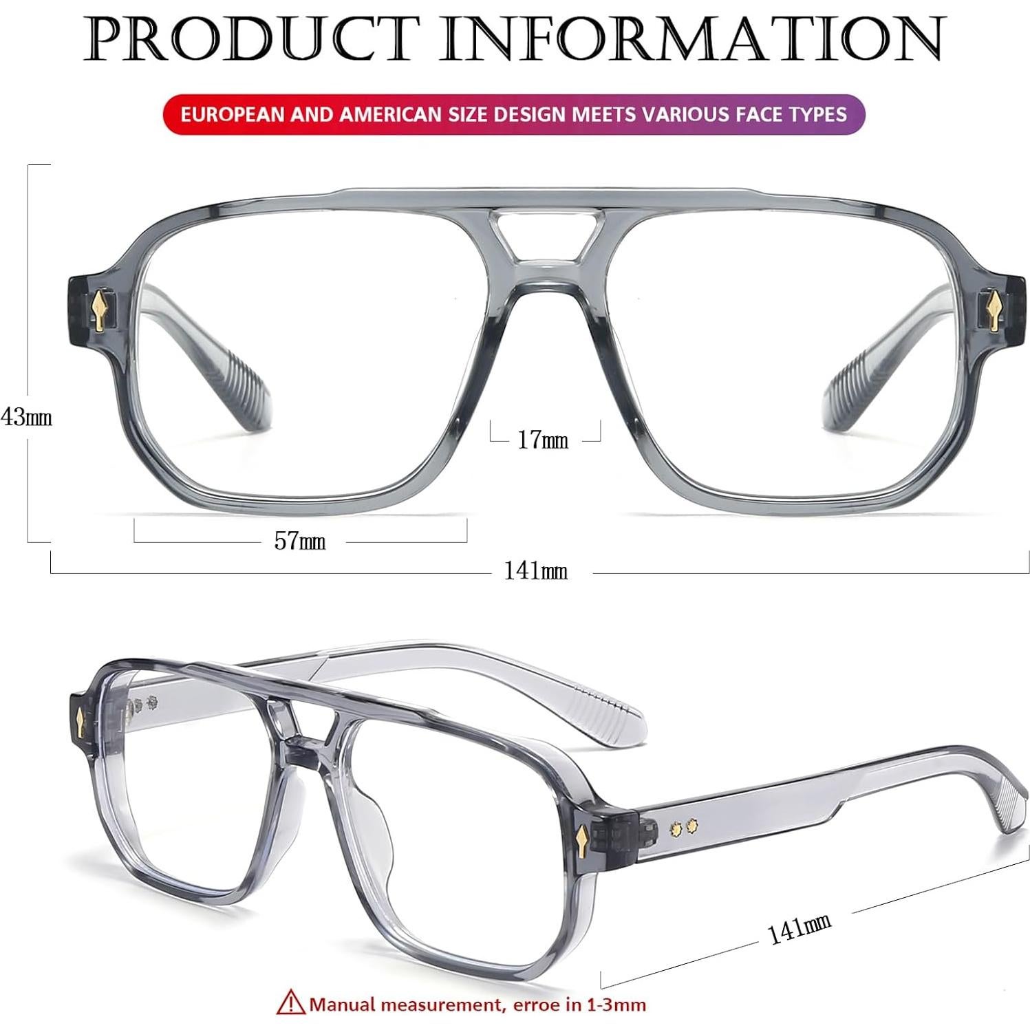 Gafas bloqueadoras luz azul PORADAY retro unisex 15.5x6x4.3cm