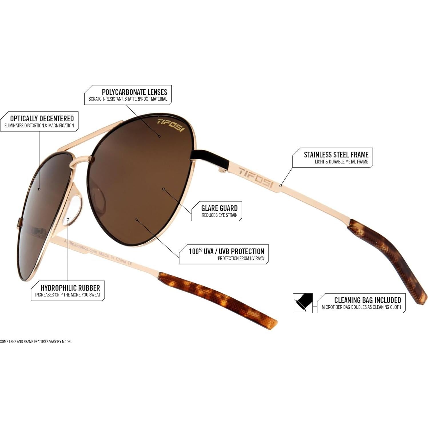 Gafas de sol Tifosi Aviator Oro Medianoche Lente Marrón