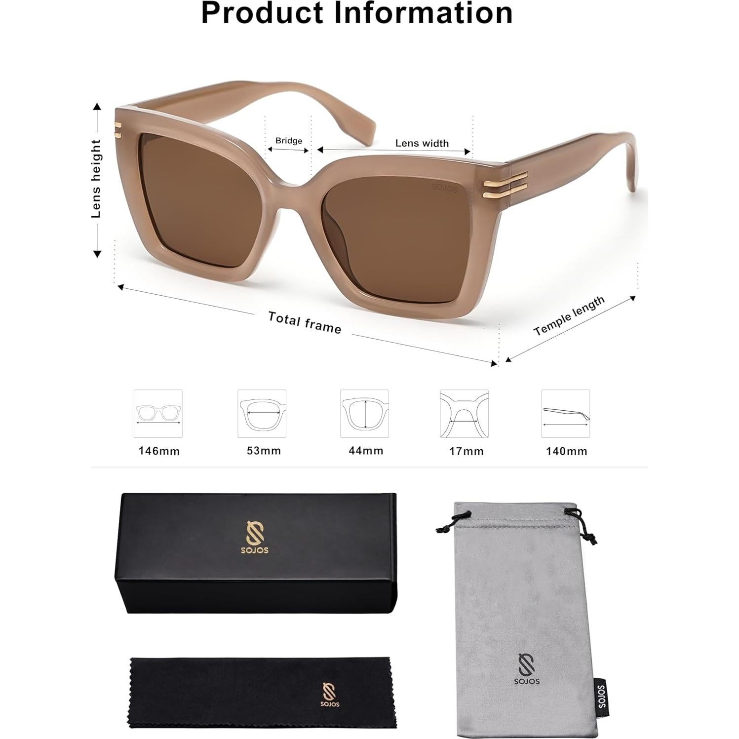 Gafas de Sol SOJOS Ojos de Gato Polarizadas para Mujeres