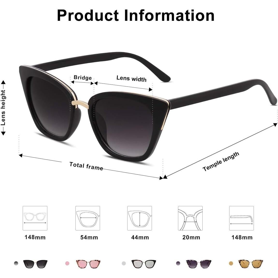 Gafas de sol SojoS SJ2052 ojo de gato UV400 negras