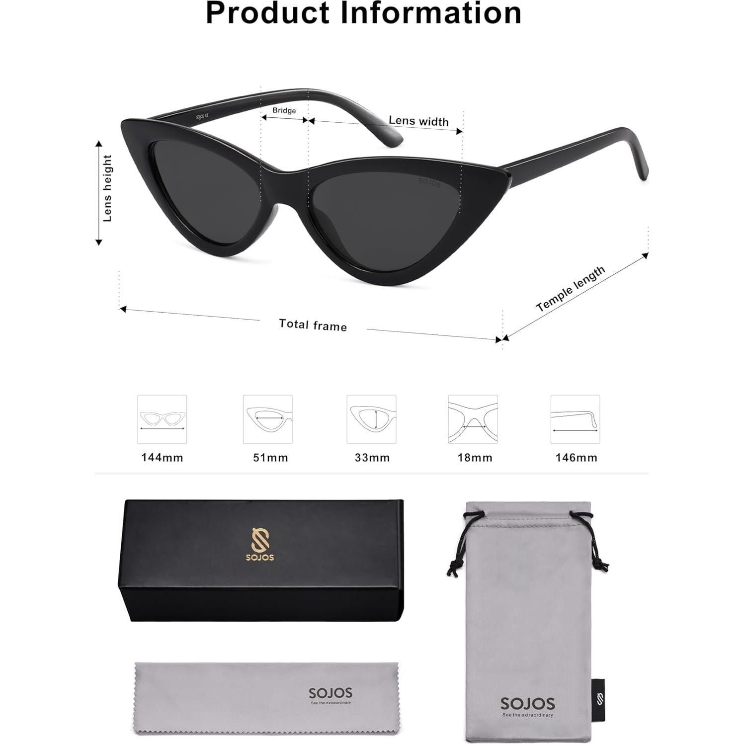 Gafas de sol SOJOS ojo de gato UV400 para mujeres