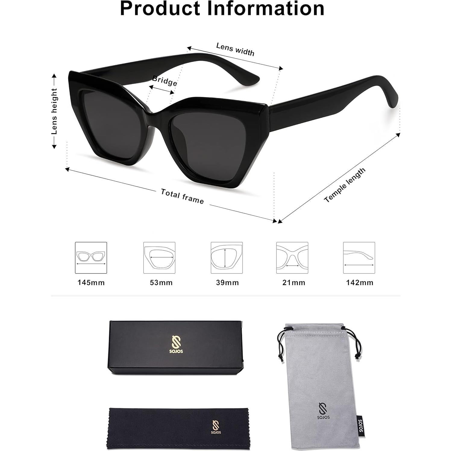 Gafas de sol cuadradas SOJOS polarizadas UV400 para unisex