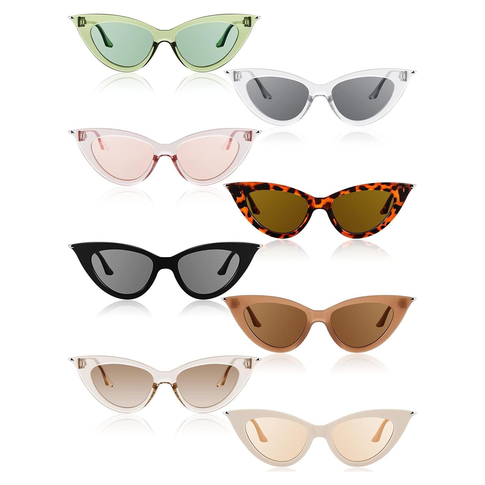 Gafas de Sol Retro Ojo de Gato Leinuosen 8 Pares Coloridas