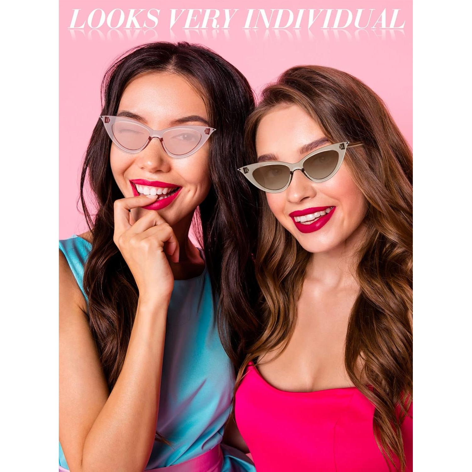 Gafas de Sol Retro Ojo de Gato Leinuosen 8 Pares Coloridas