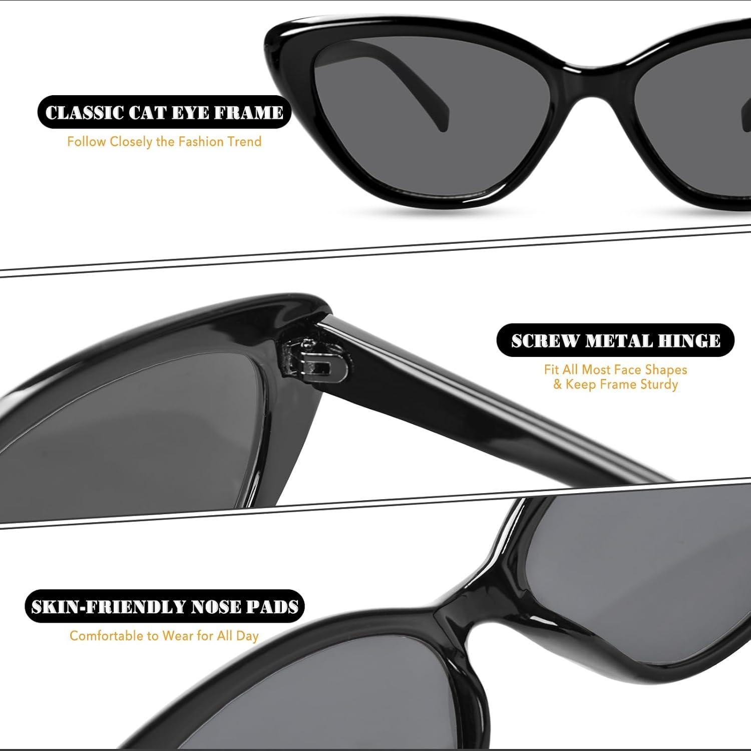 Gafas de sol Cat Eye OPTOFENDY negras para mujer