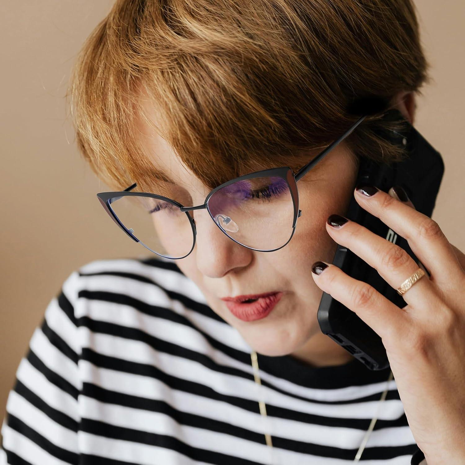 Gafas LJCZKA para Mujeres Estilo Gato Anti Luz Azul