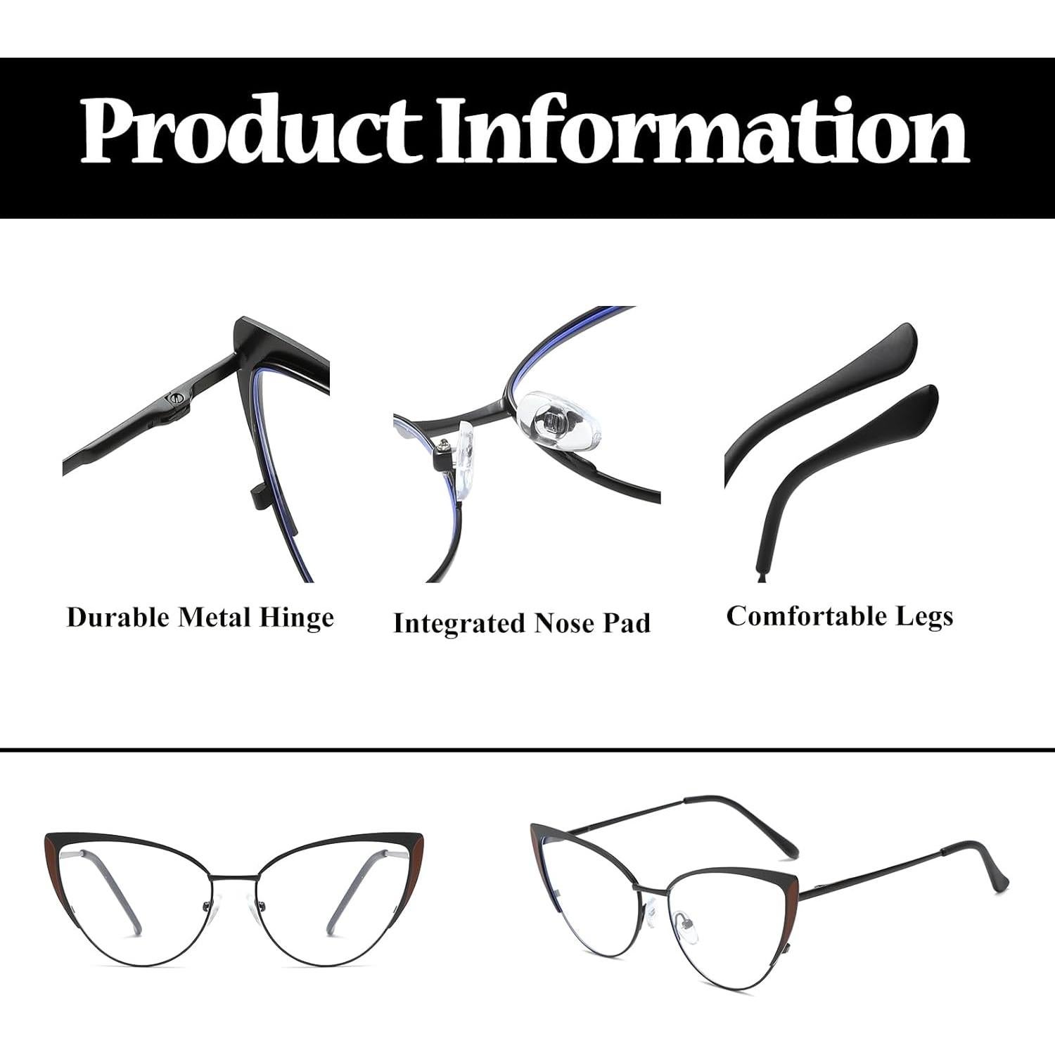 Gafas LJCZKA para Mujeres Estilo Gato Anti Luz Azul