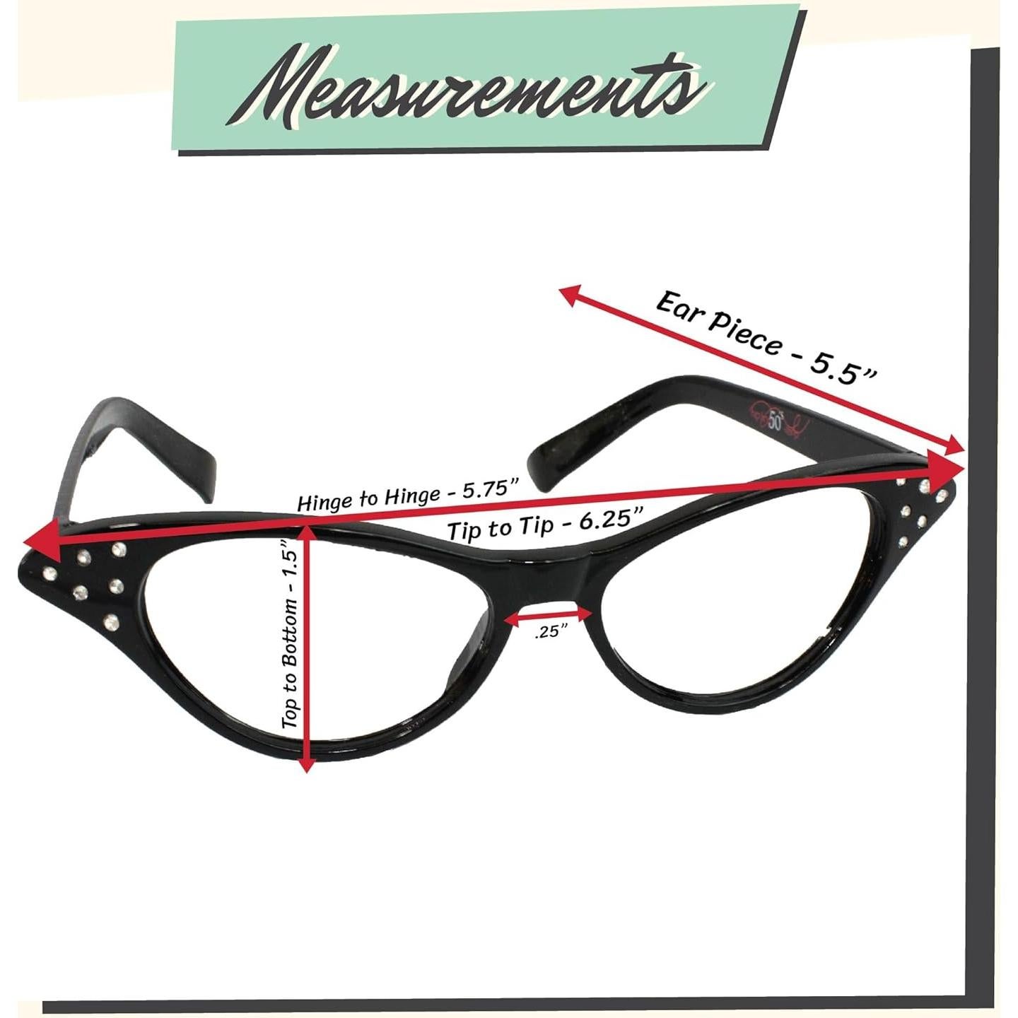 Gafas de Ojo de Gato Hip Hop 50's con Rhinestones para Mujeres