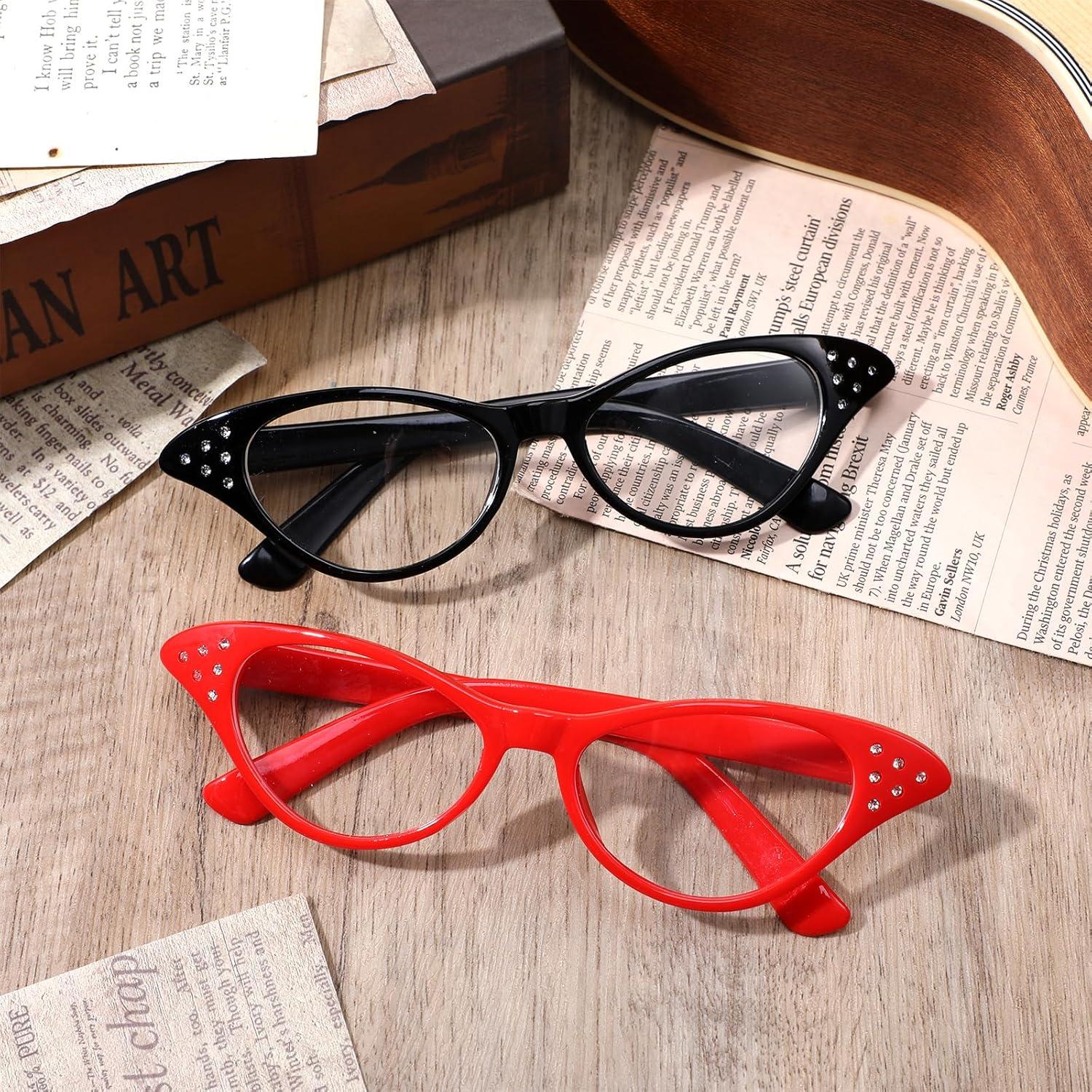 Gafas de Ojo de Gato Retro 4 Pcs con Rhinestones