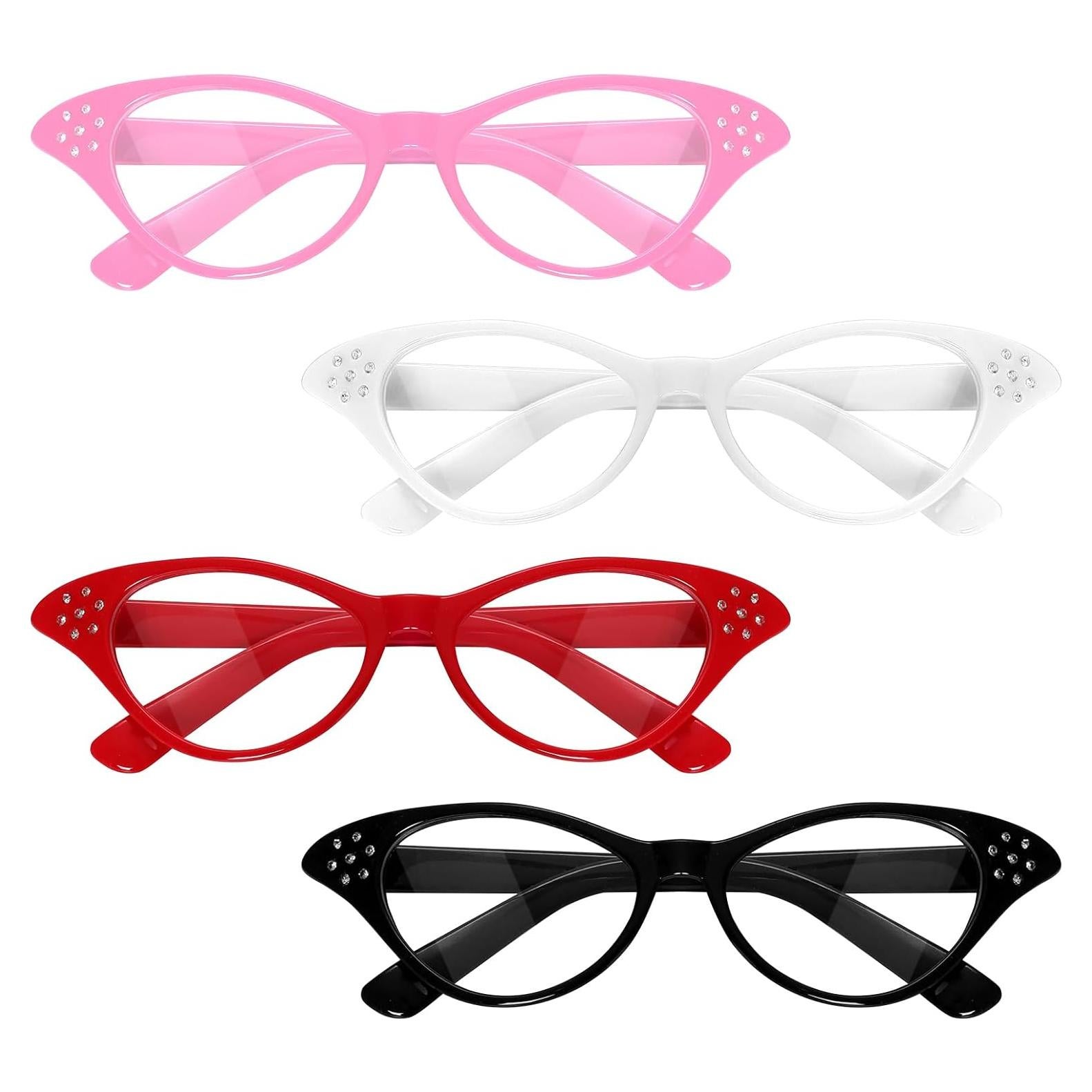 Gafas de Ojo de Gato Fumwase 4 Piezas Vintage Colores