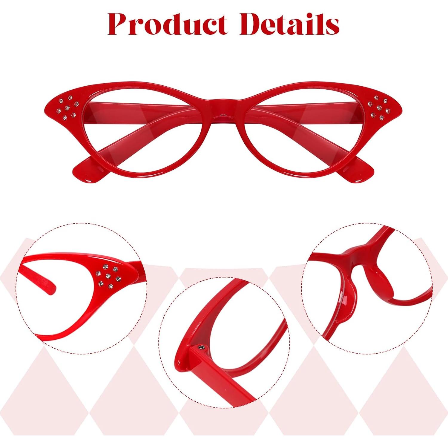 Gafas de Ojo de Gato Fumwase 4 Piezas Vintage Colores