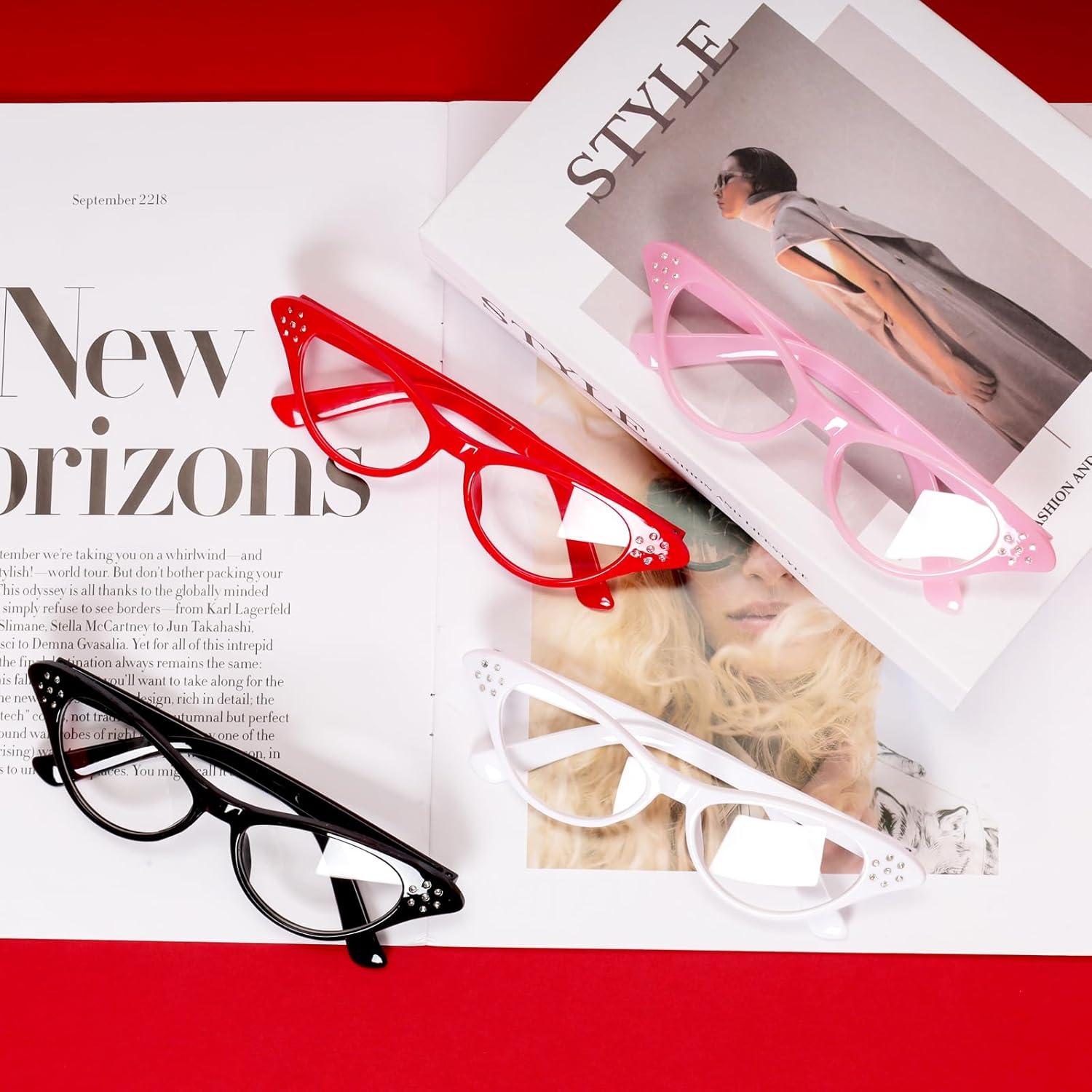 Gafas de Ojo de Gato Fumwase 4 Piezas Vintage Colores