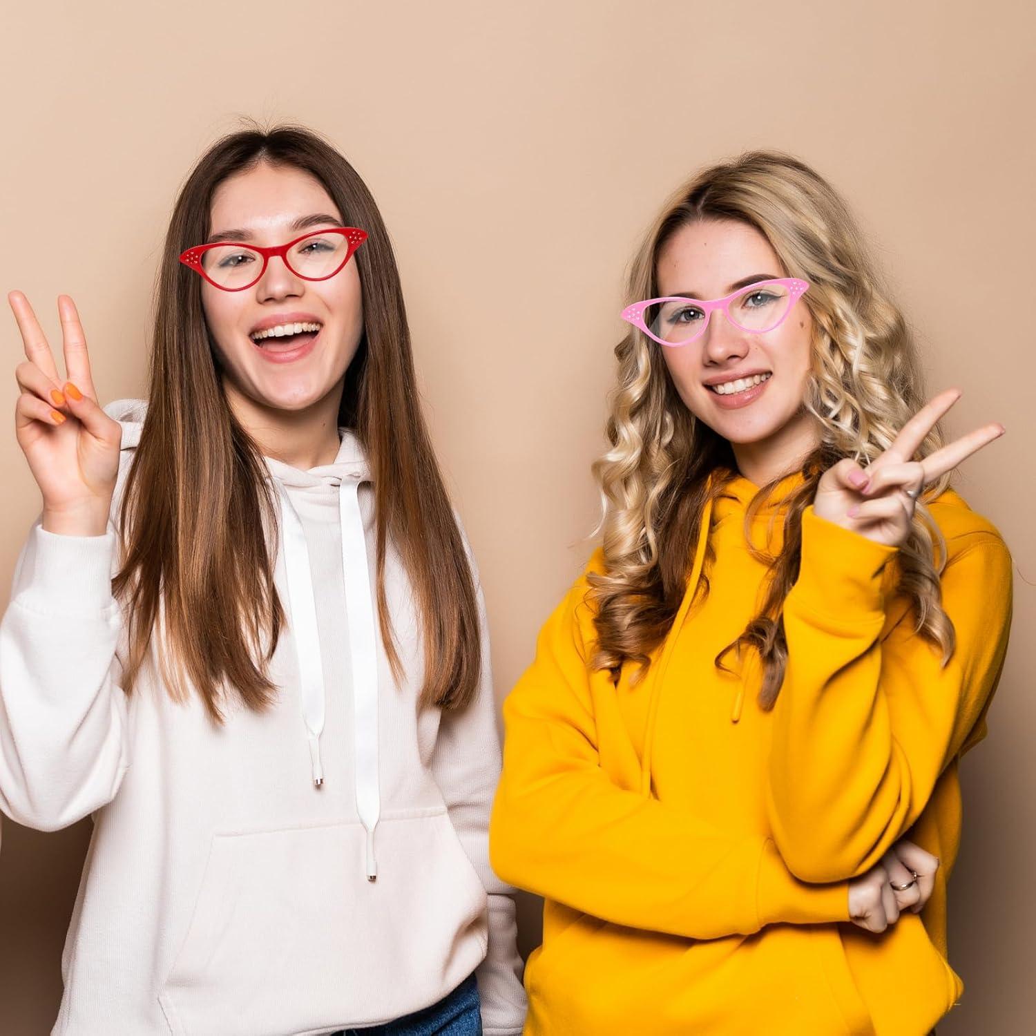 Gafas de Ojo de Gato Fumwase 4 Piezas Vintage Colores