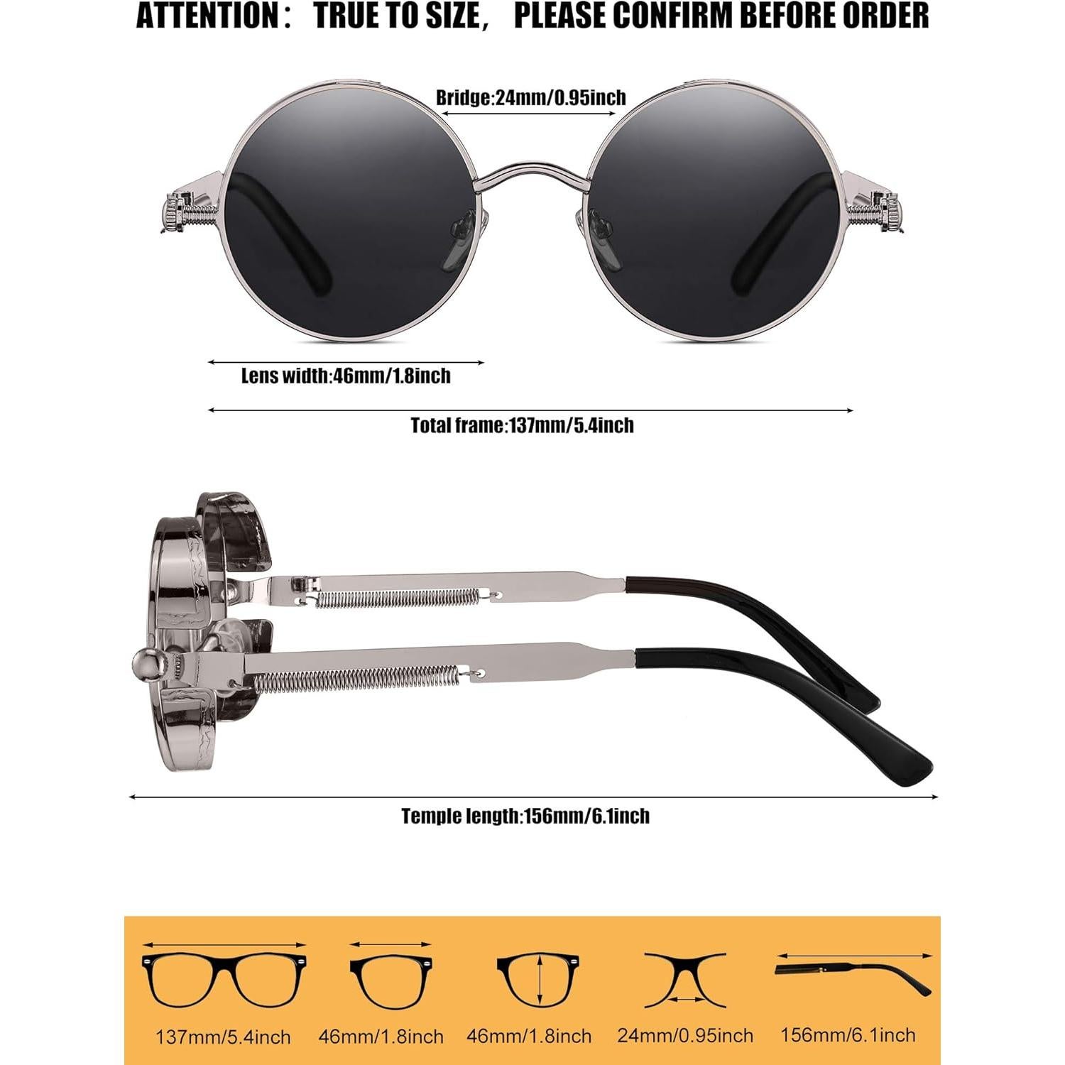 Gafas de Sol Redondas Weewooday 4 Piezas Estilo Steampunk