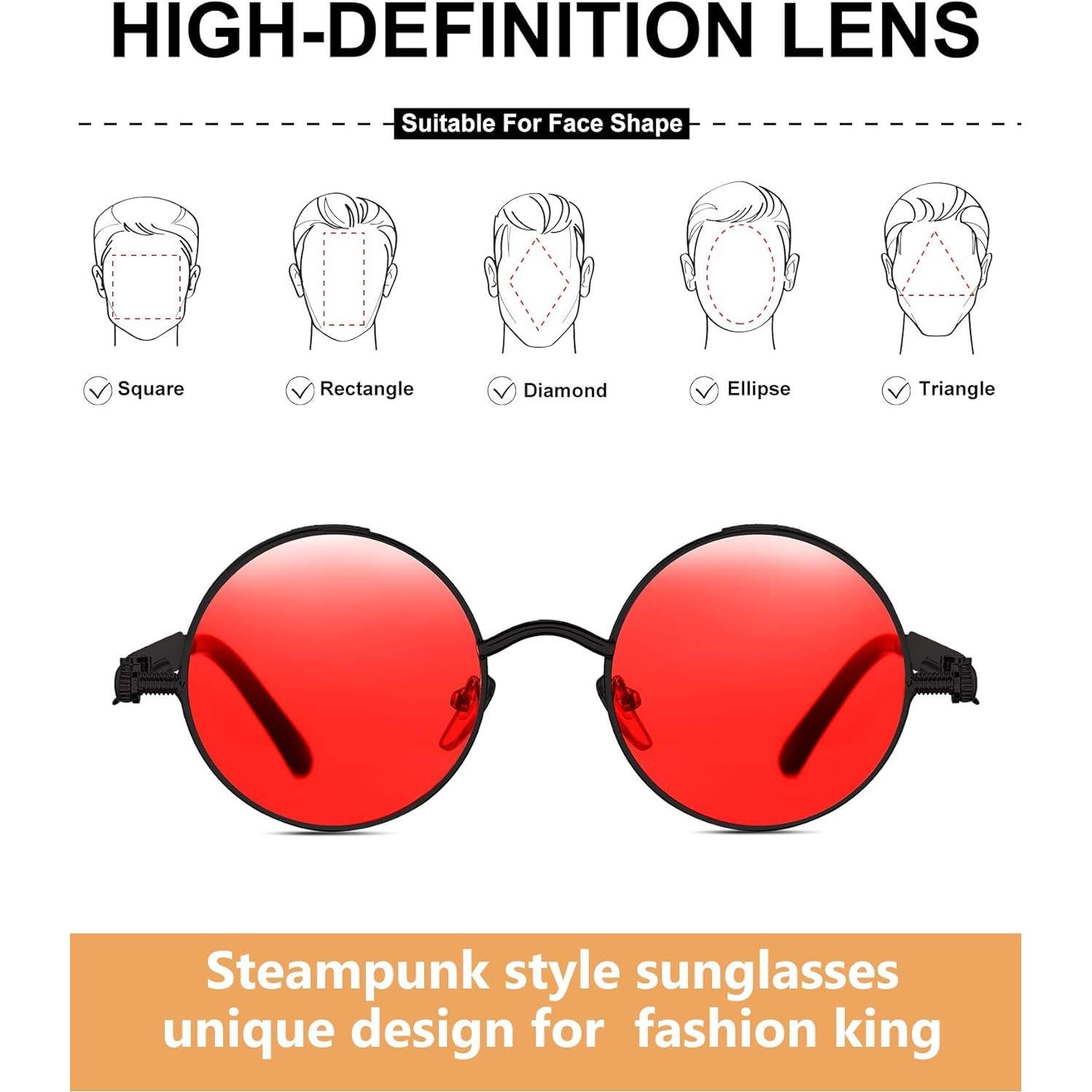 Gafas de Sol Redondas Weewooday 4 Piezas Estilo Steampunk