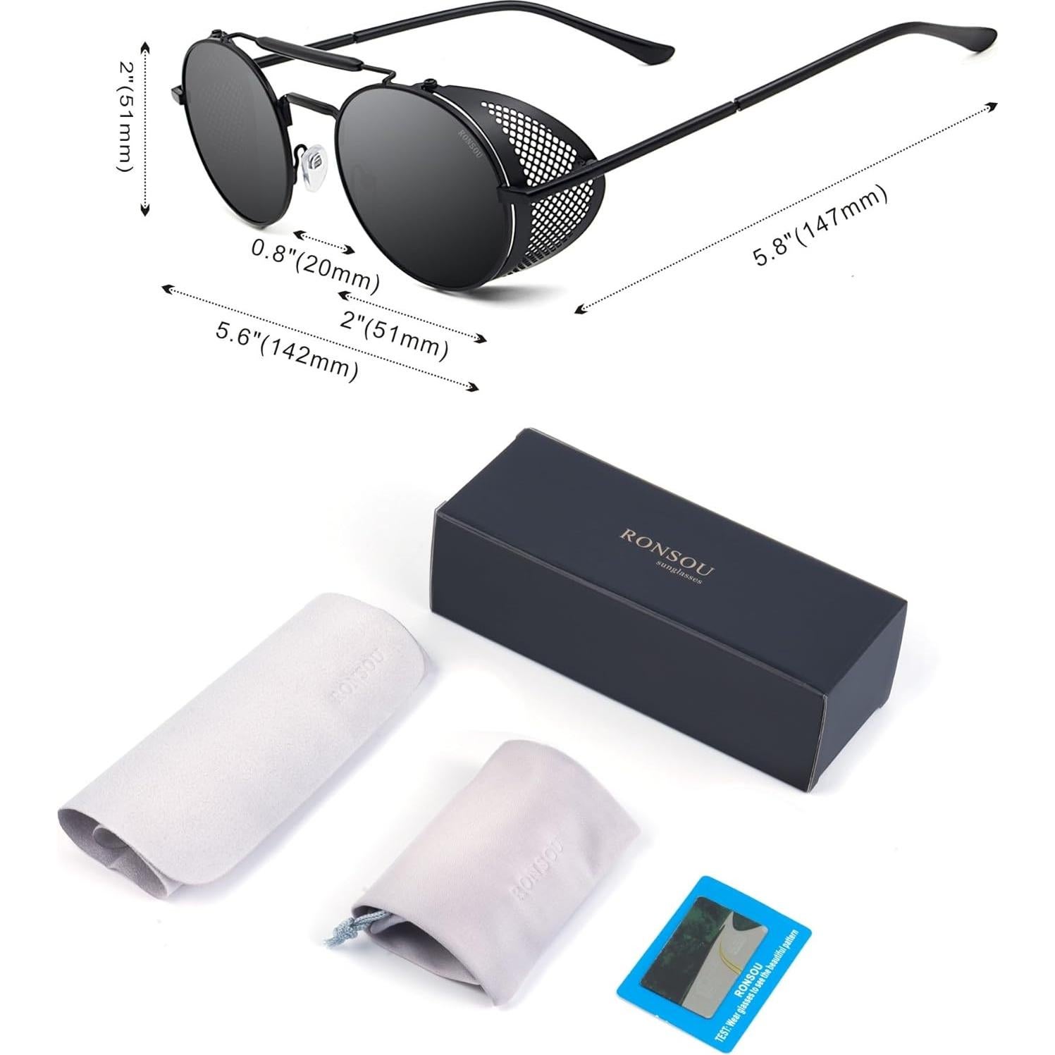 Gafas de sol redondas RONSOU estilo steampunk UV400