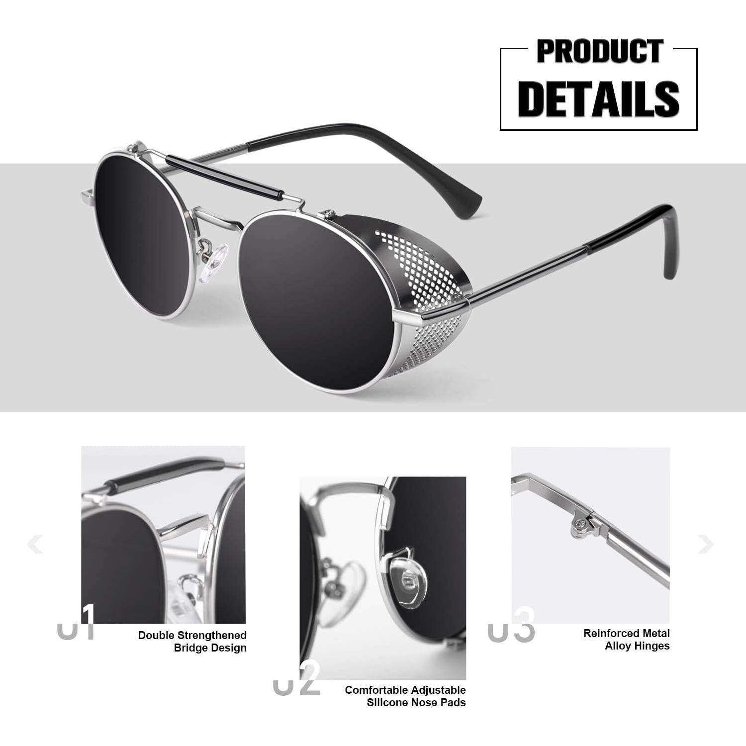 Gafas de sol steampunk SUNIER con lentes polarizados UV400