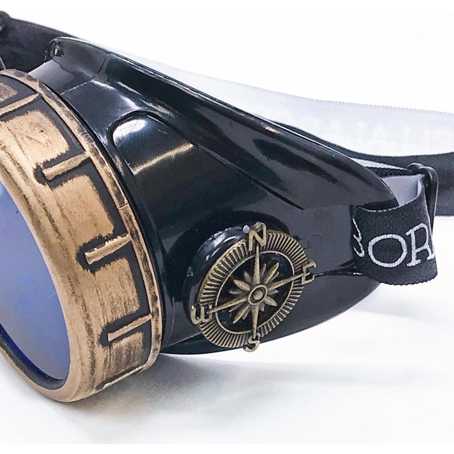 Gafas Steampunk UMBRELLALABORATORY con Lentes Azules y Lupa