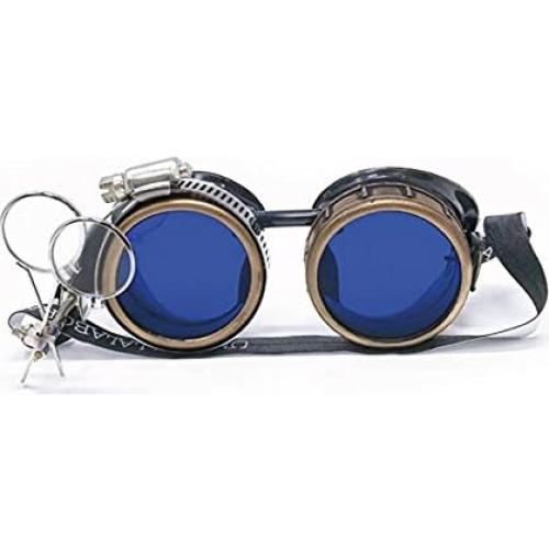 Gafas Steampunk UMBRELLALABORATORY con Lentes Azules y Lupa