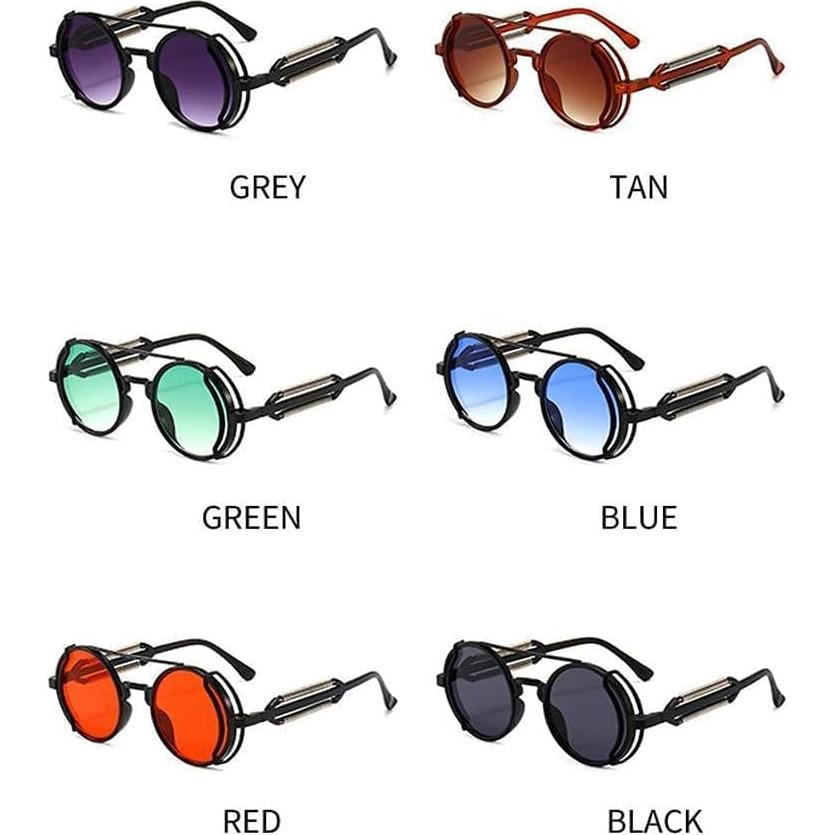 Gafas de sol retro steampunk Jowxsx rojas unisex