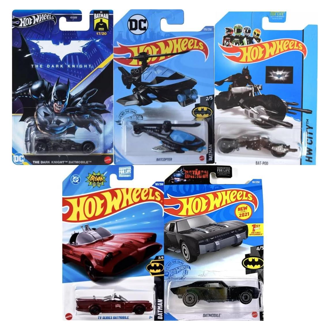 Paquete de 5 Vehículos de Juguete Diecast Hot Wheels Batman