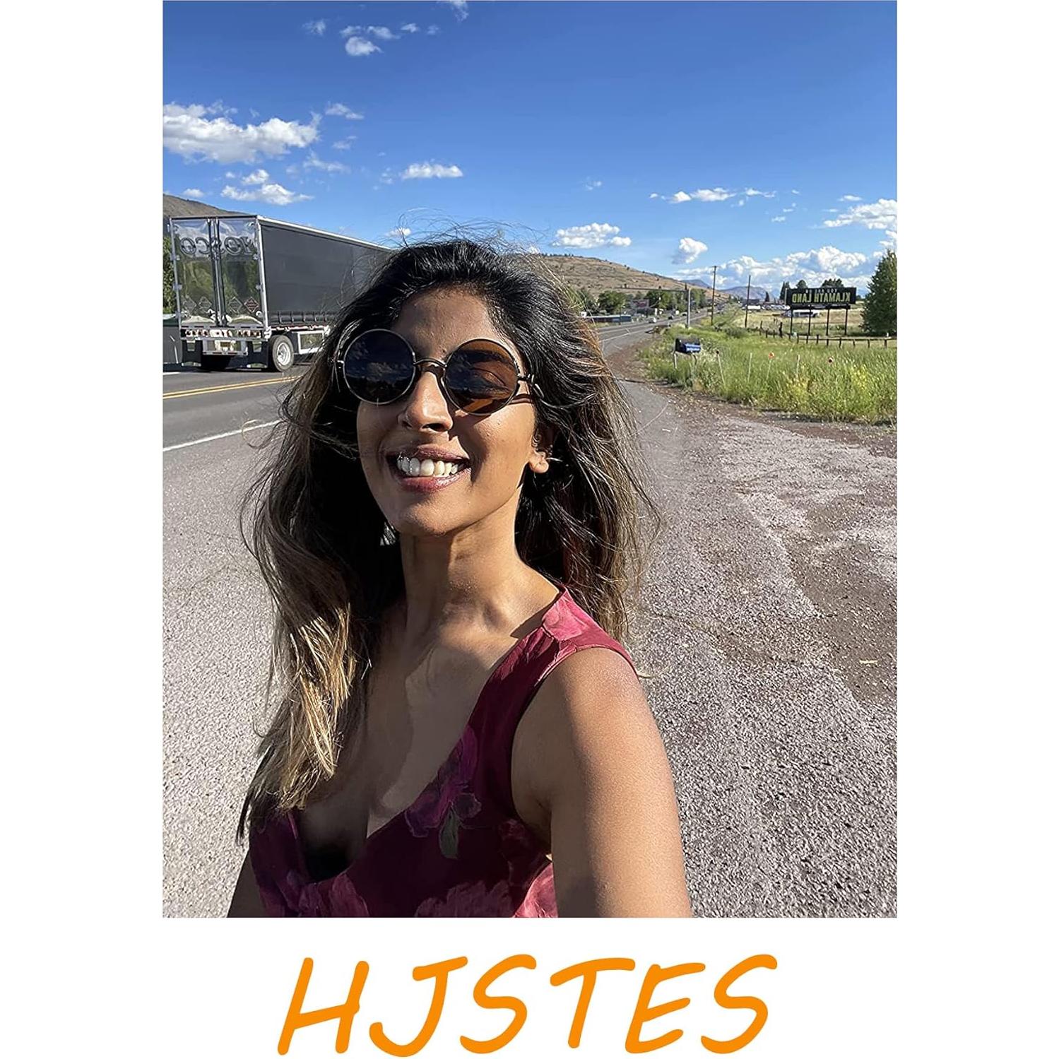 Gafas de sol redondas steampunk HJSUN10 con lentes HD