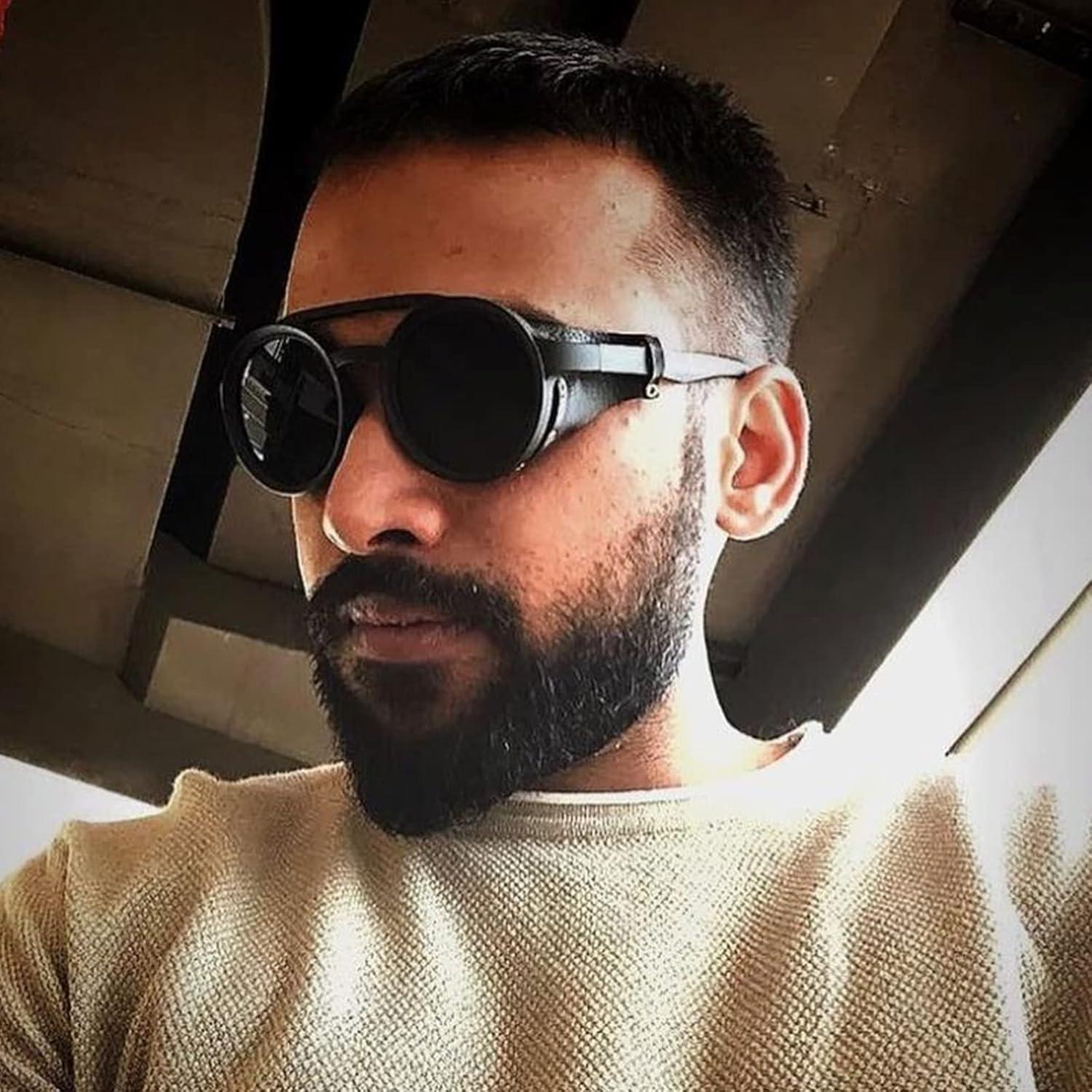 Gafas de sol steampunk polarizadas con escudo de cuero