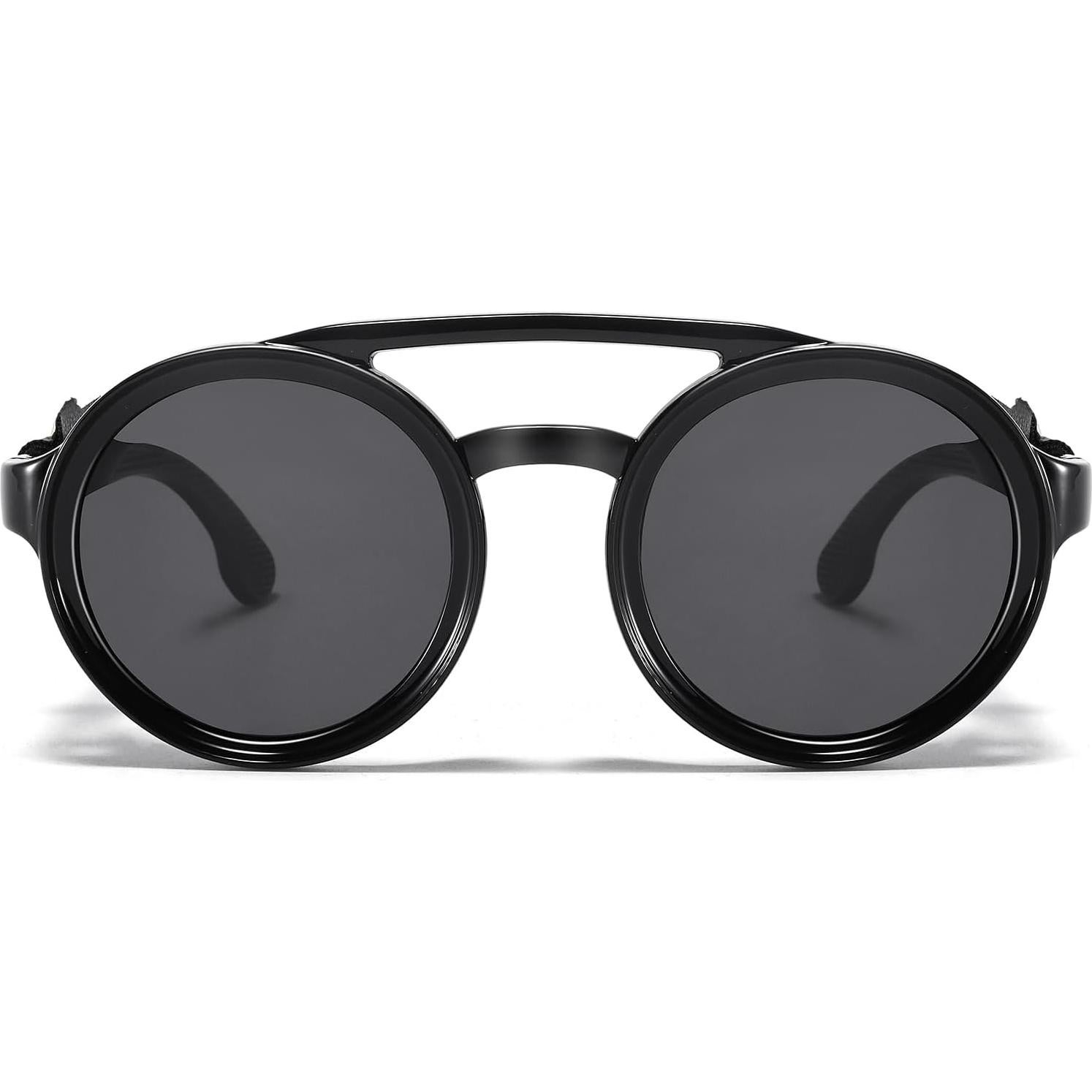 Gafas de sol steampunk polarizadas con escudo de cuero