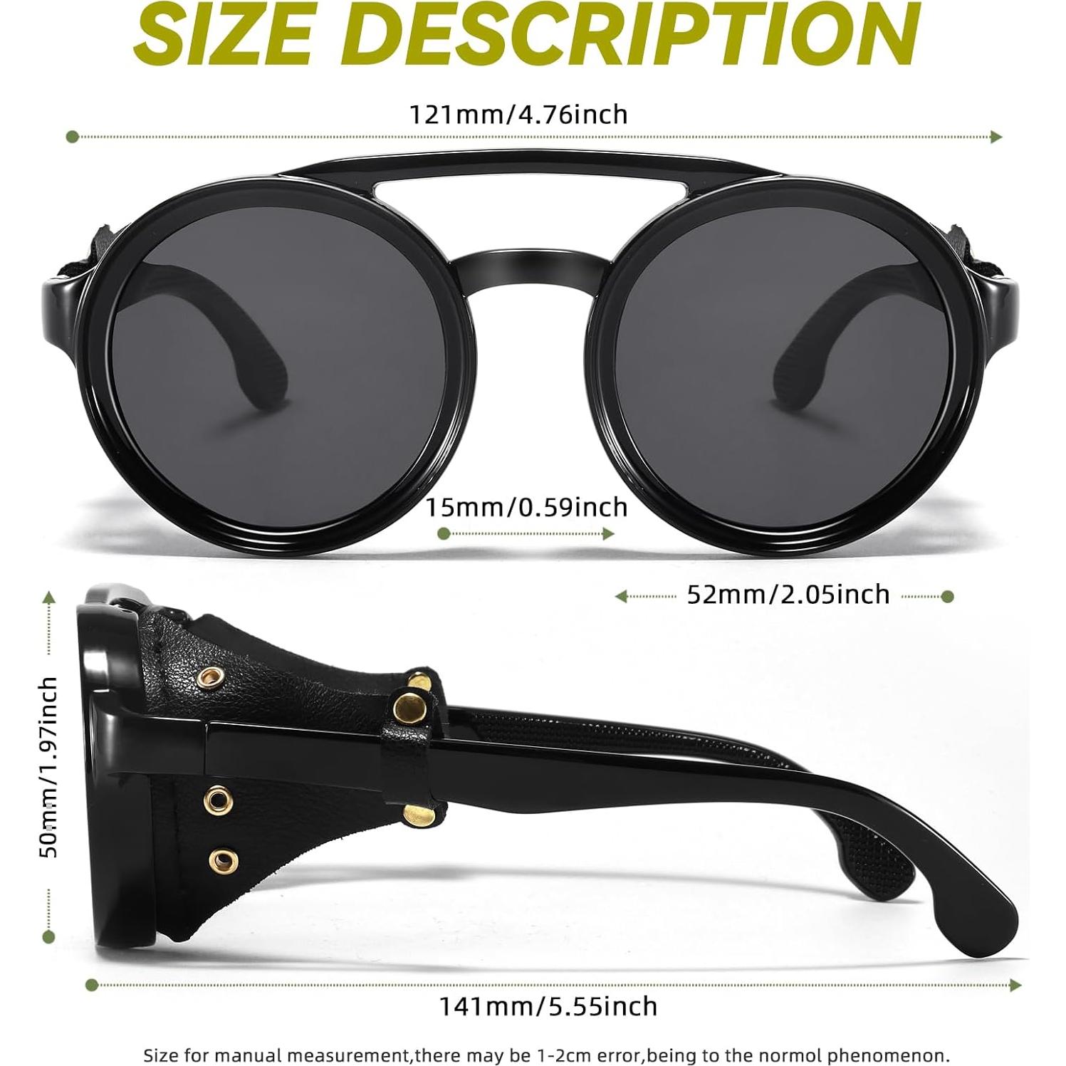 Gafas de sol steampunk polarizadas con escudo de cuero