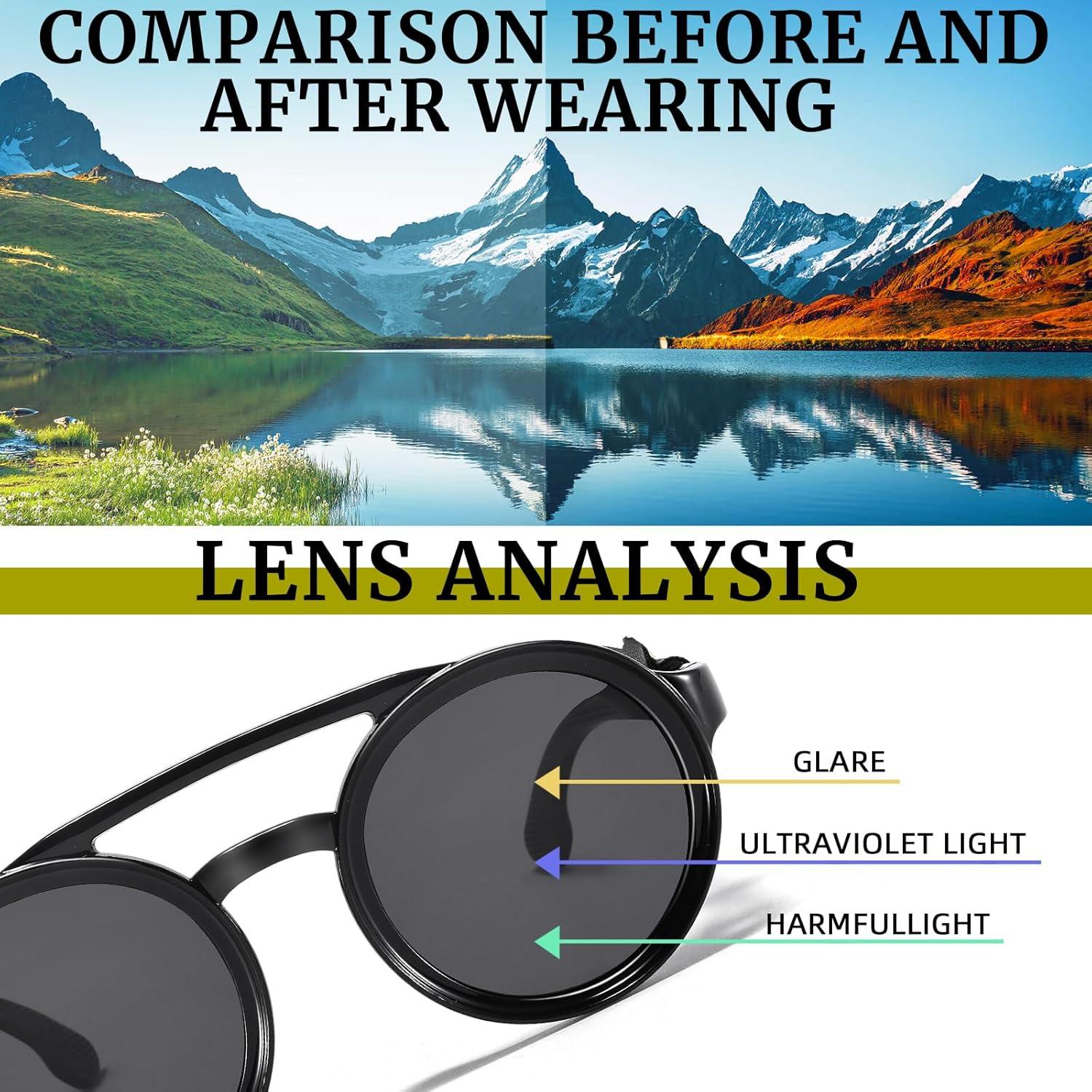 Gafas de sol steampunk polarizadas con escudo de cuero